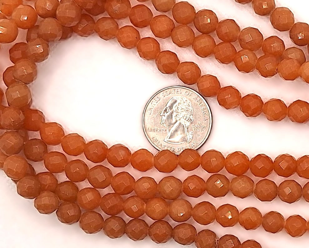 8mm Red Aventurine Faceted Round Gemstone Beads 16-inch Strand