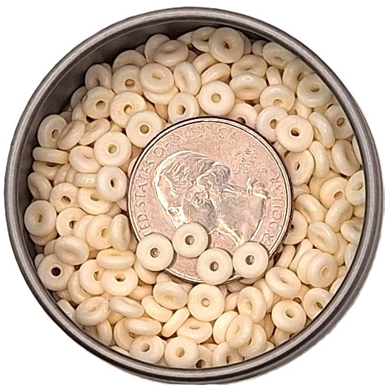 4mm White Bone Smooth Rondelle Beads 50ct