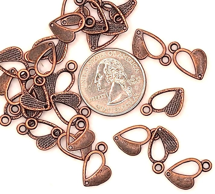 13.5x10mm Half and Half Heart Connector Copper Zinc Alloy 20ct