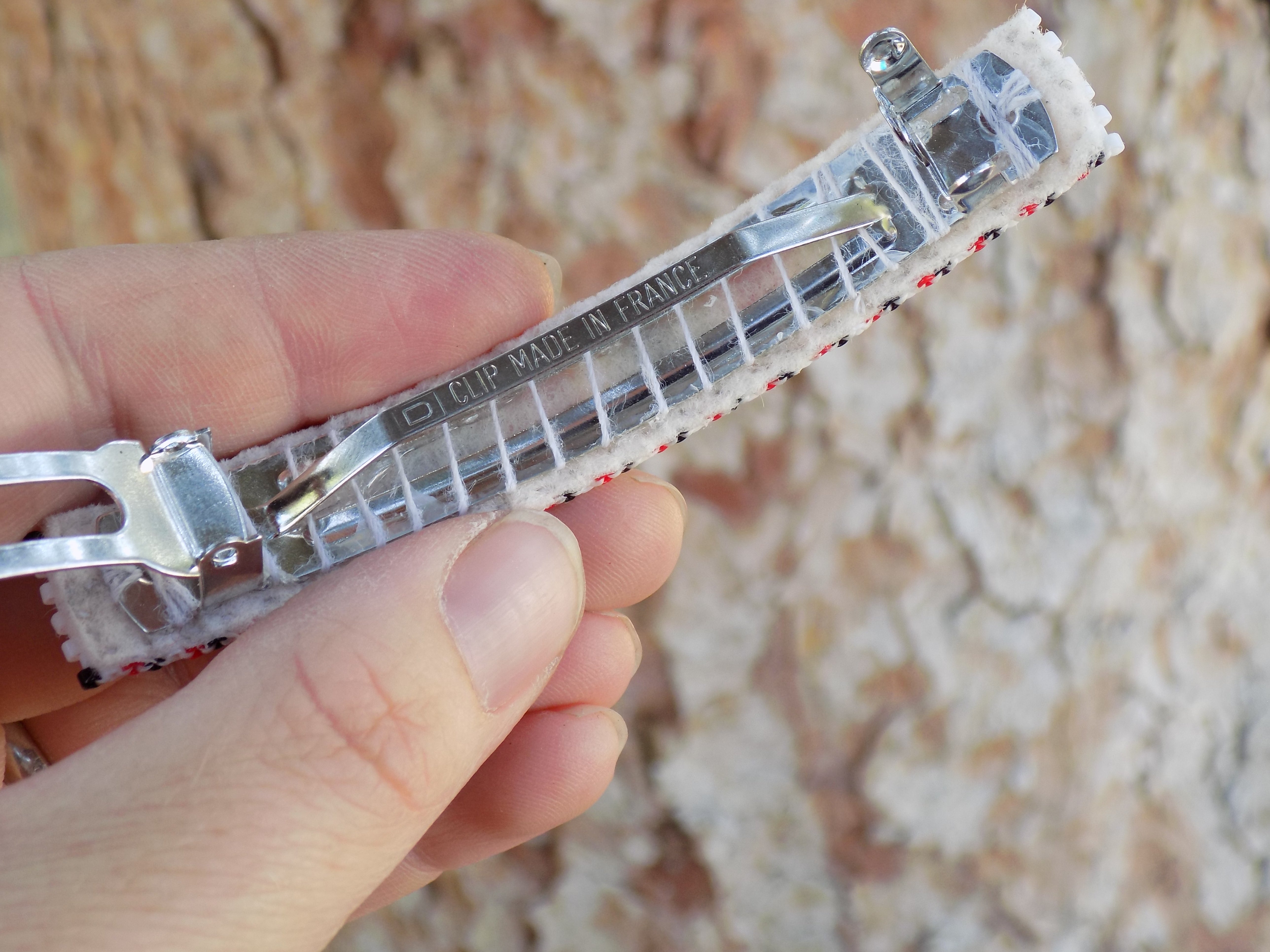 Card Suit High Roller Large French Barrette Beaded in Gold Silver and Black