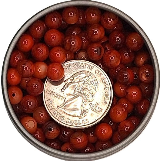 6mm Rust Orange-Red Dobu Shell Round Beads 18ct