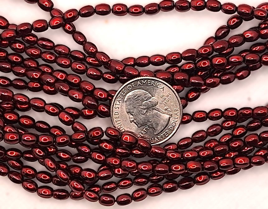 6x4.5mm Burgundy Pellet Czech Glass Pearls 40ct