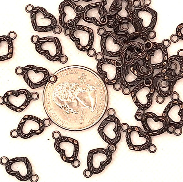 16x8.5mm Small Vining Heart Connector Copper Zinc Alloy 20ct