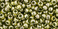 3/0 Green Tea Gold Luster Toho Round Seed Beads 25g