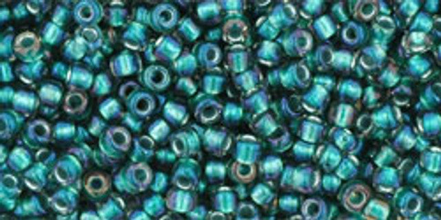 3/0 Prairie Green-Lined Clear Transparent Toho Round Seed Beads 25g