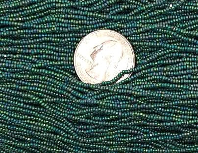 13/0 Green Iris Opaque Charlotte True Cut Czech Seed Beads Full Hank