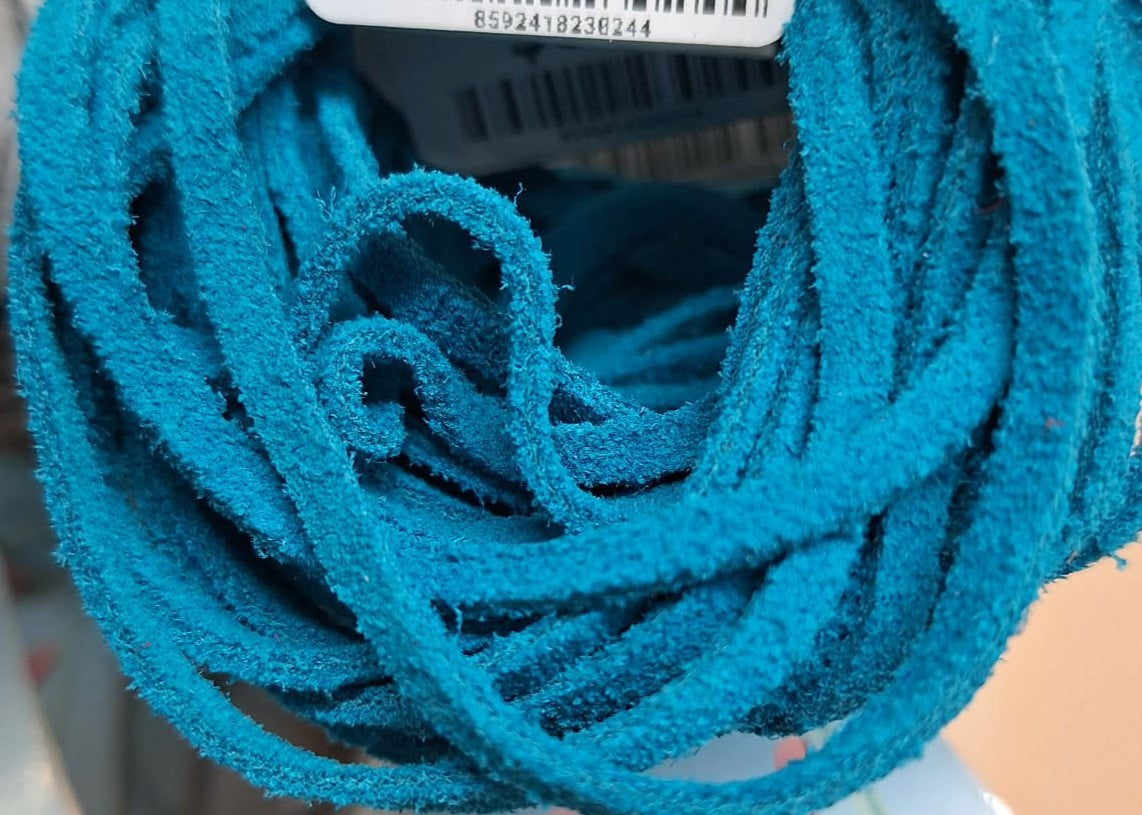 4mm Turquoise Blue Natural Suede Lacing 5yd
