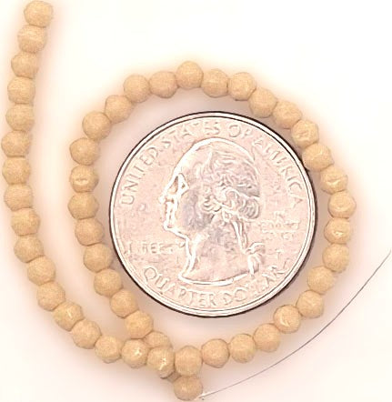 3mm Antique Beige Opaque English Cut Pressed Glass Czech Beads 50ct