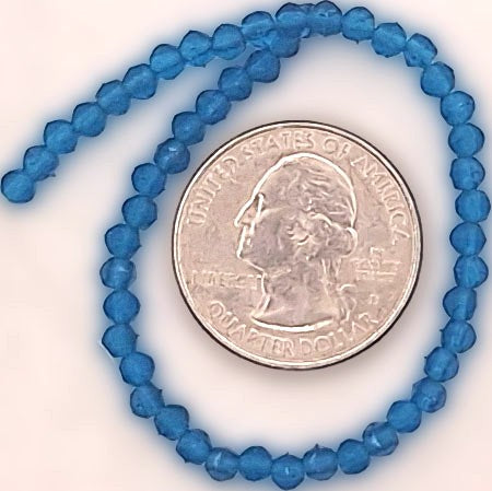 3mm Capri Blue Transparent English Cut Pressed Glass Czech Beads 50ct