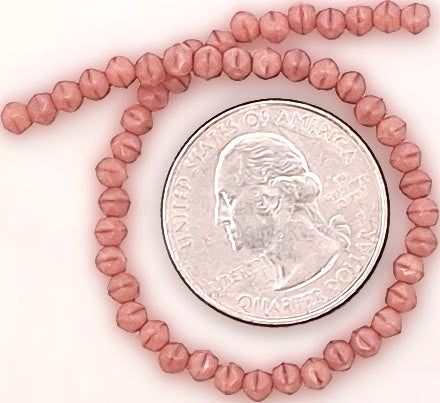 3mm Coral Pink Silk English Cut Pressed Glass Czech Beads 50ct