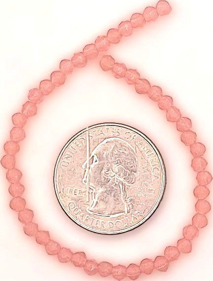 3mm Milky Pink English Cut Pressed Glass Czech Beads 50ct