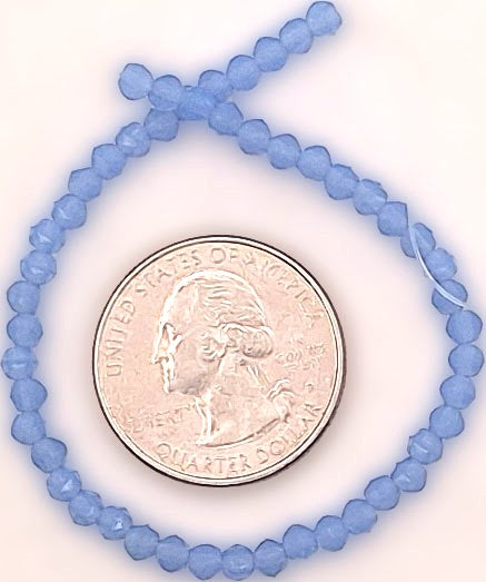 3mm Milky Sapphire English Cut Pressed Glass Czech Beads 50ct