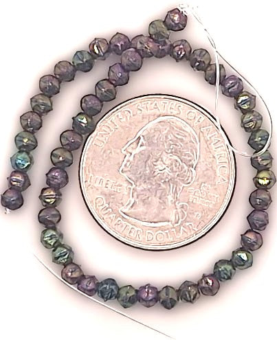 3mm Purple Rainbow English Cut Pressed Glass Czech Beads 50ct