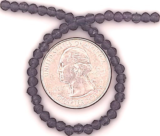 3mm Tanzanite Purple Transparent English Cut Pressed Glass Czech Beads 50ct