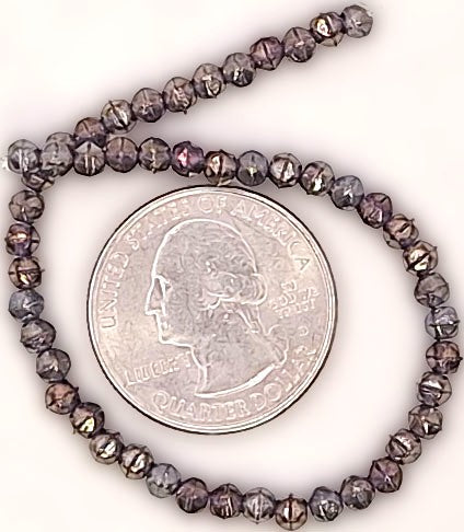 3mm Tanzanite Rainbow Luster English Cut Pressed Glass Czech Beads 50ct