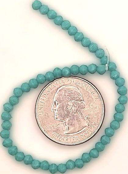 3mm Turquoise Blue Matte English Cut Pressed Glass Czech Beads 50ct