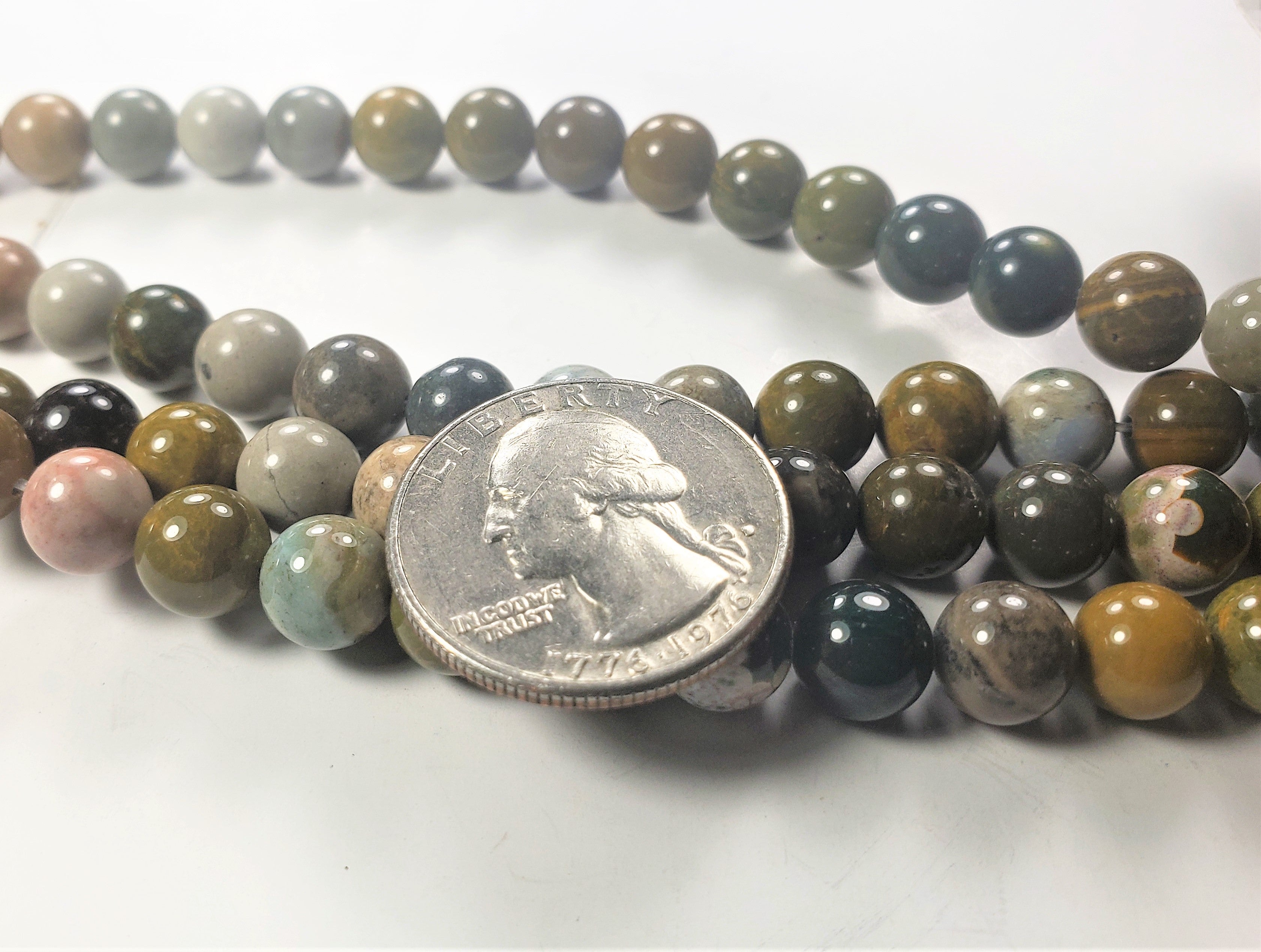 8mm Ocean Jasper Round Gemstone Beads 8-inch Strand