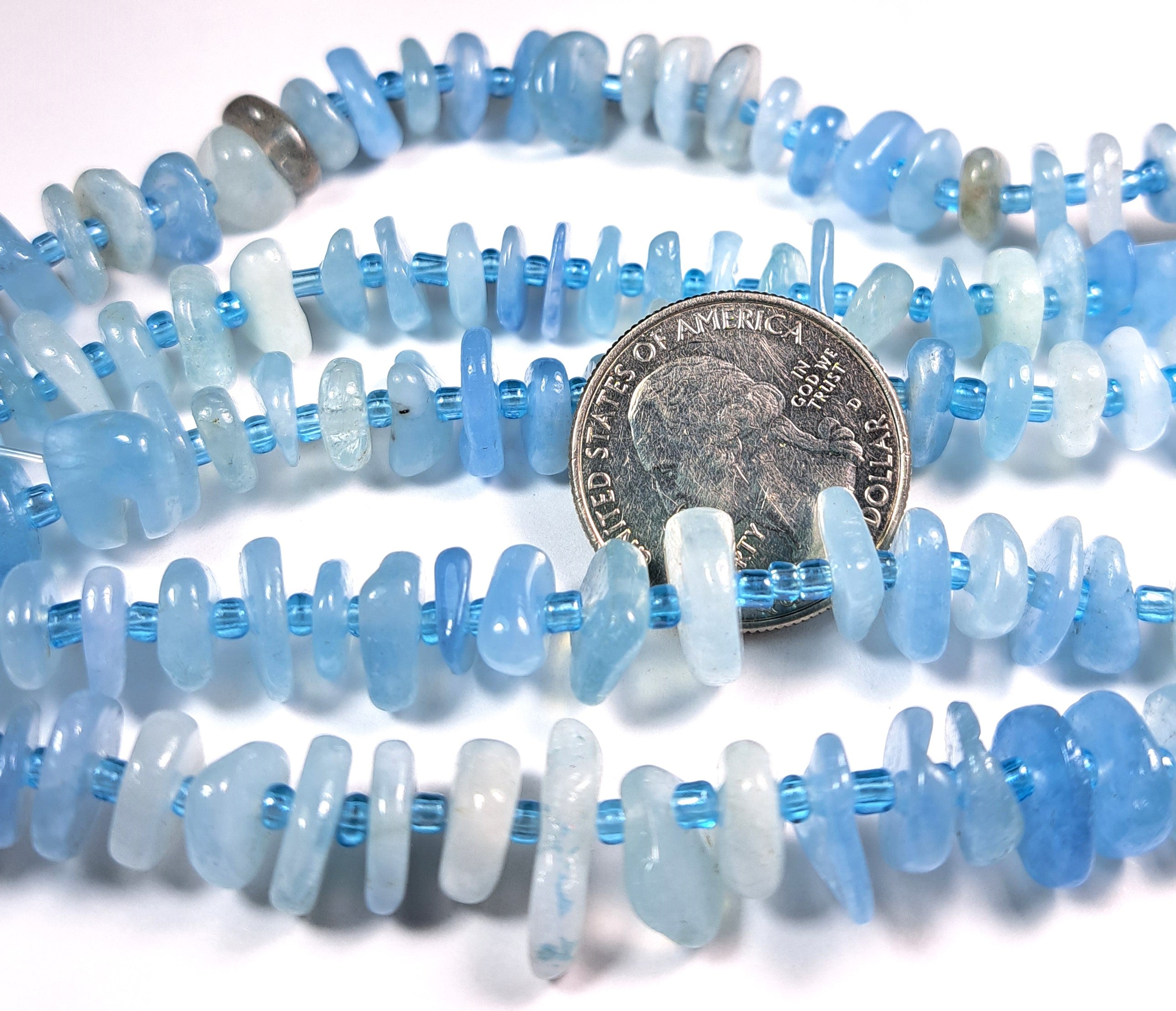 8-12mm Aquamarine Chip Gemstone Beads 8-Inch Strand