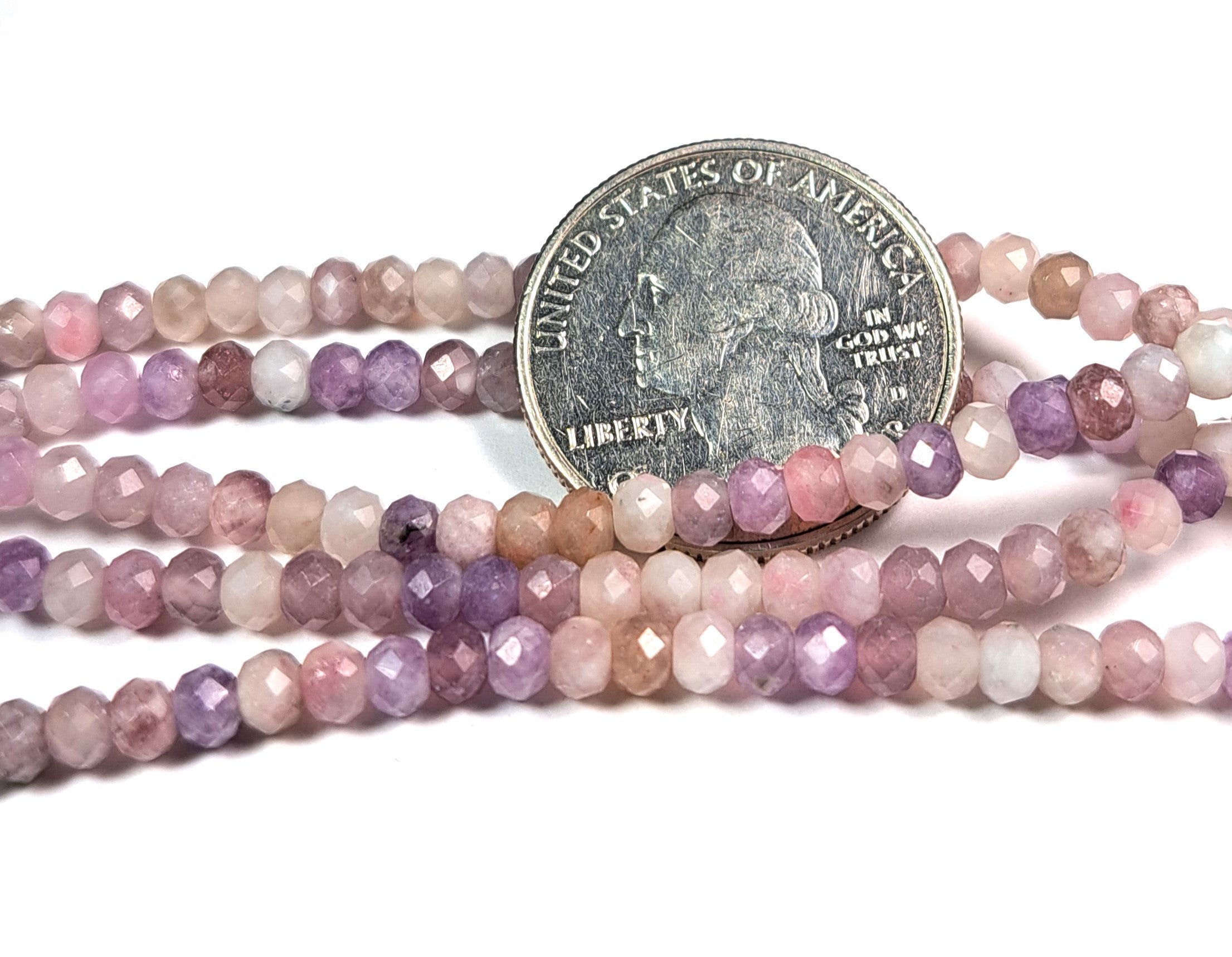 4x3mm Plum Blossom Tourmaline Faceted Rondelle Gemstone Beads 8-Inch Strand