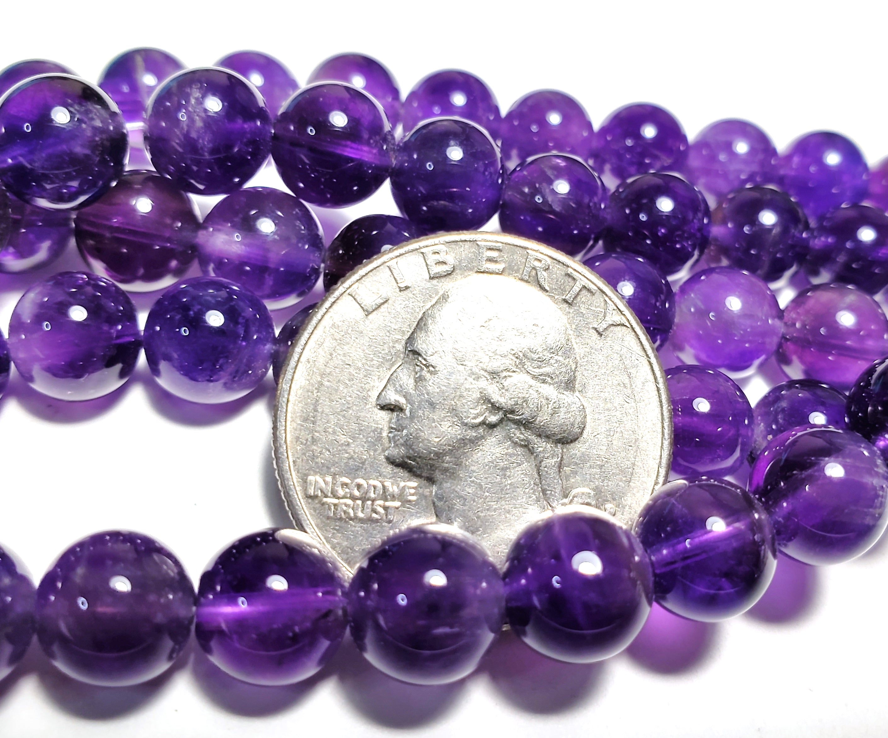 8mm Amethyst Round Gemstone Beads 8-Inch Strand