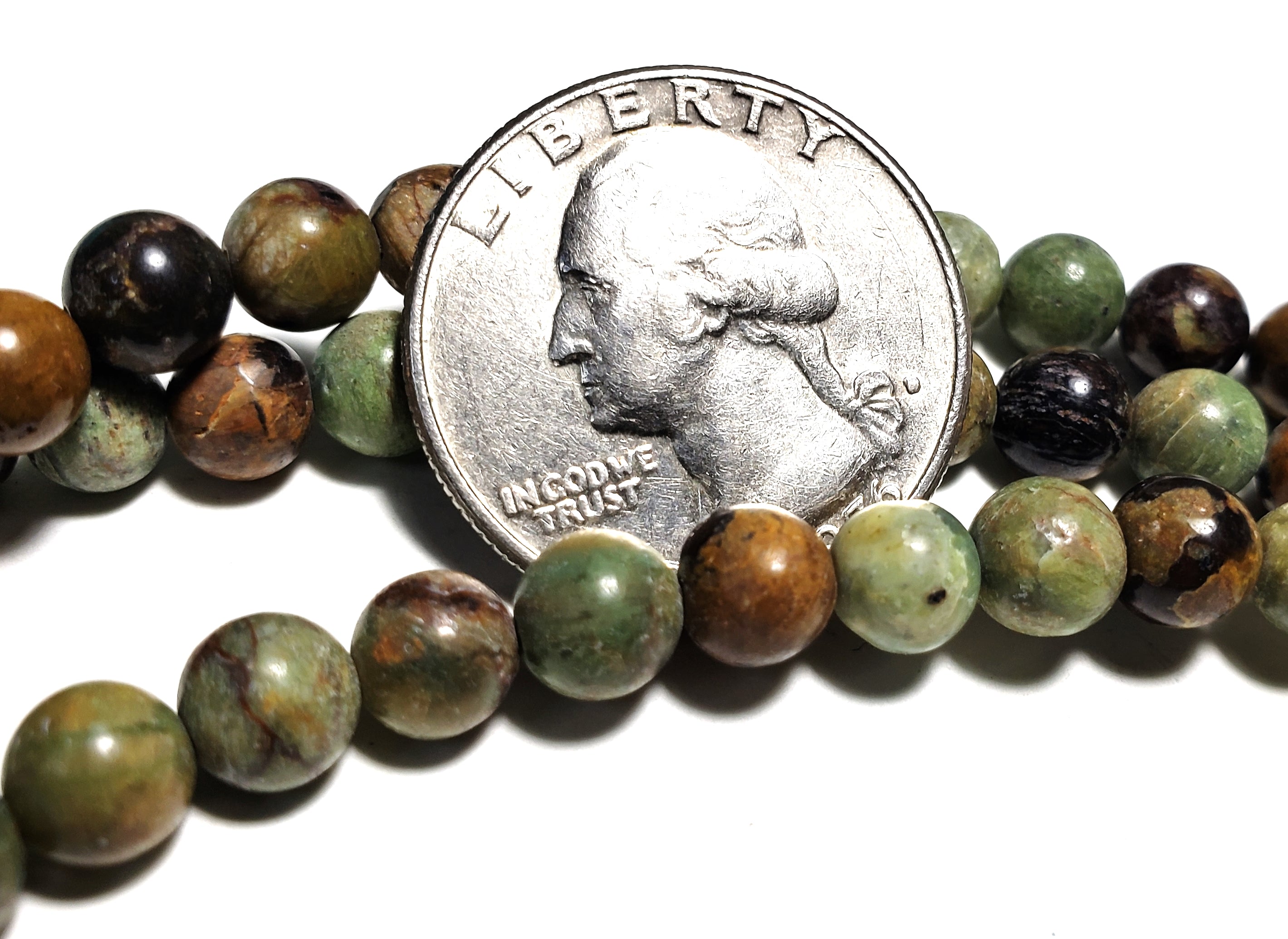 6mm Green Opal Round Gemstone Beads 8-Inch Strand