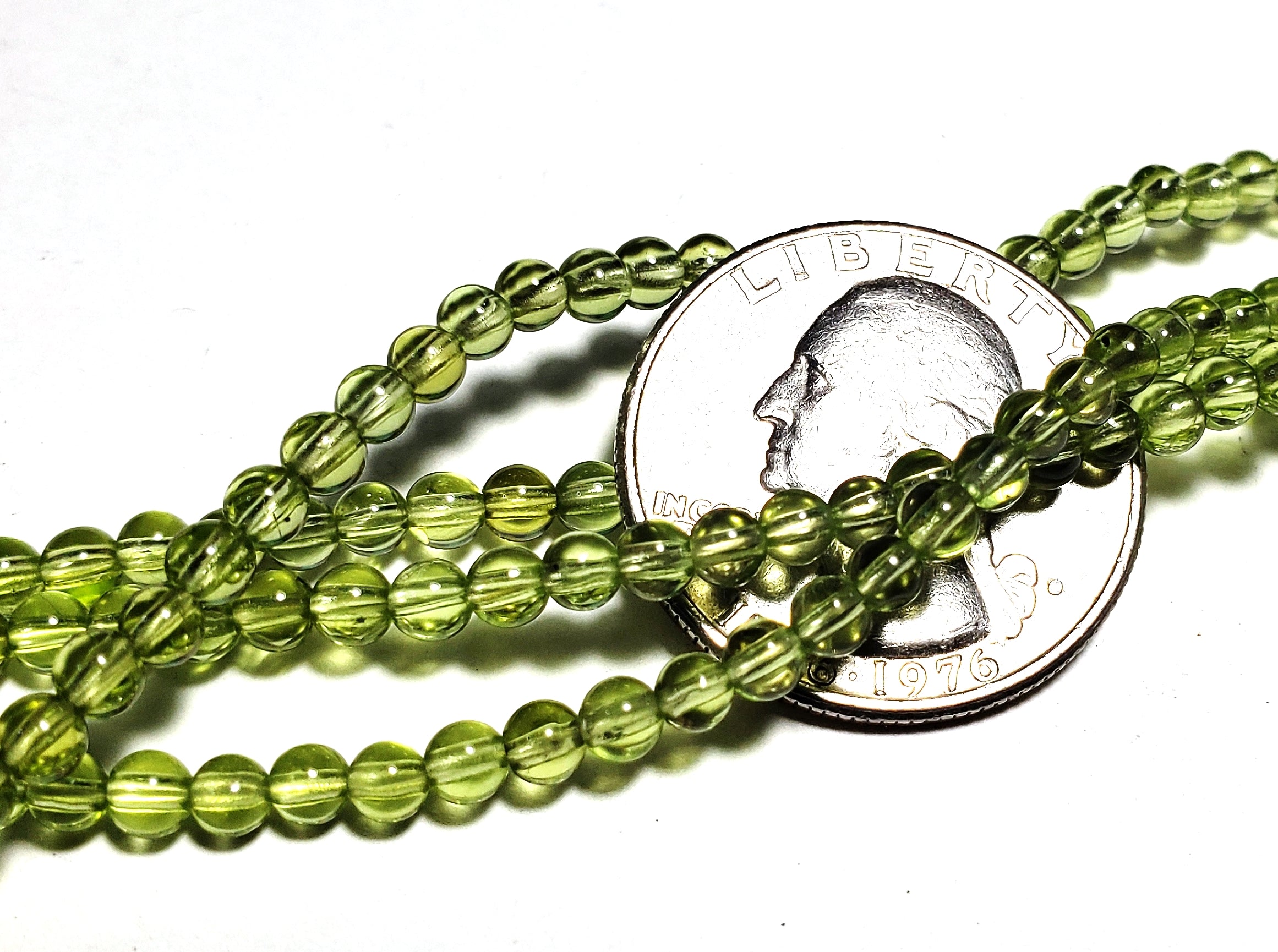 3mm Grade AA Peridot Round Gemstone Beads 8-Inch Strand