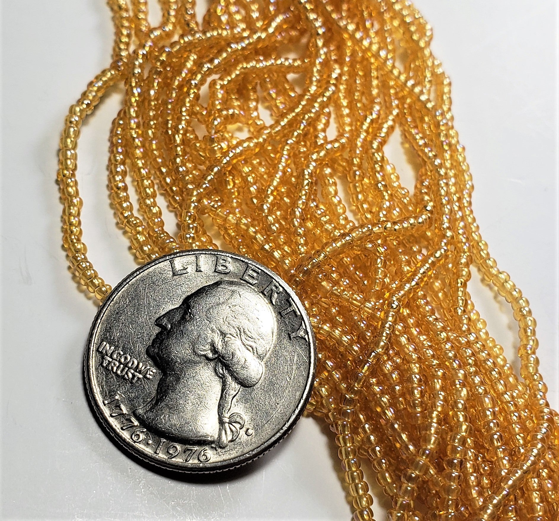 11/0 Honey Light Topaz AB Czech Seed Beads Full Hank