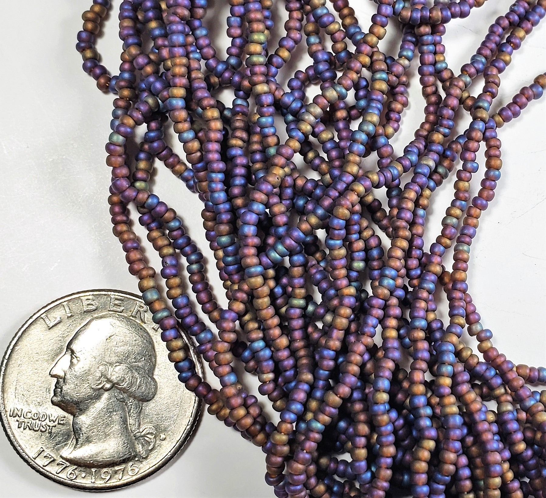 11/0 Smoke Topaz Matte AB Czech Seed Beads Full Hank