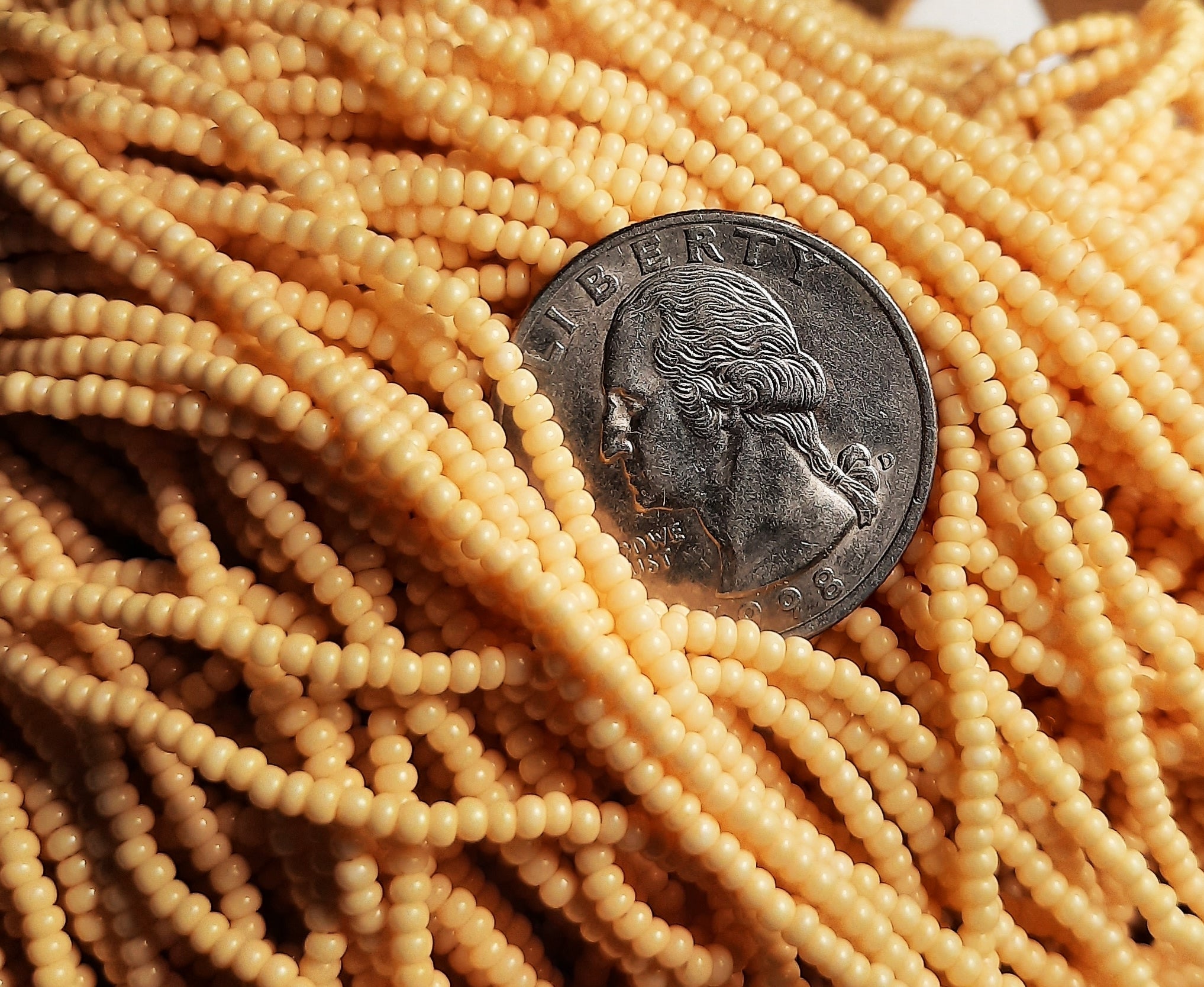 11/0 Natural Cream Opaque Czech Seed Beads Full Hank