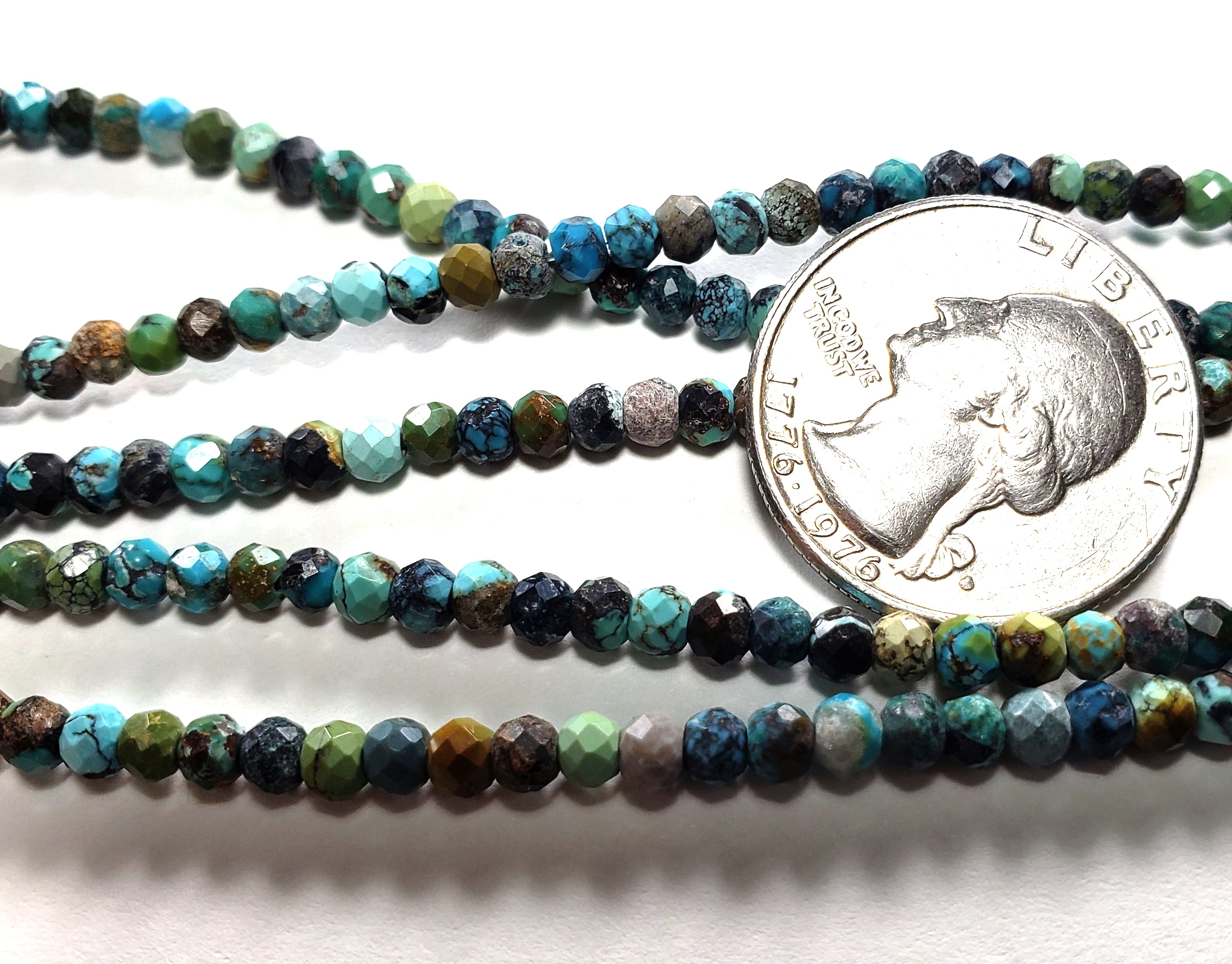 4x3mm Green Turquoise Faceted Rondelle Gemstone Beads 8-Inch Strand