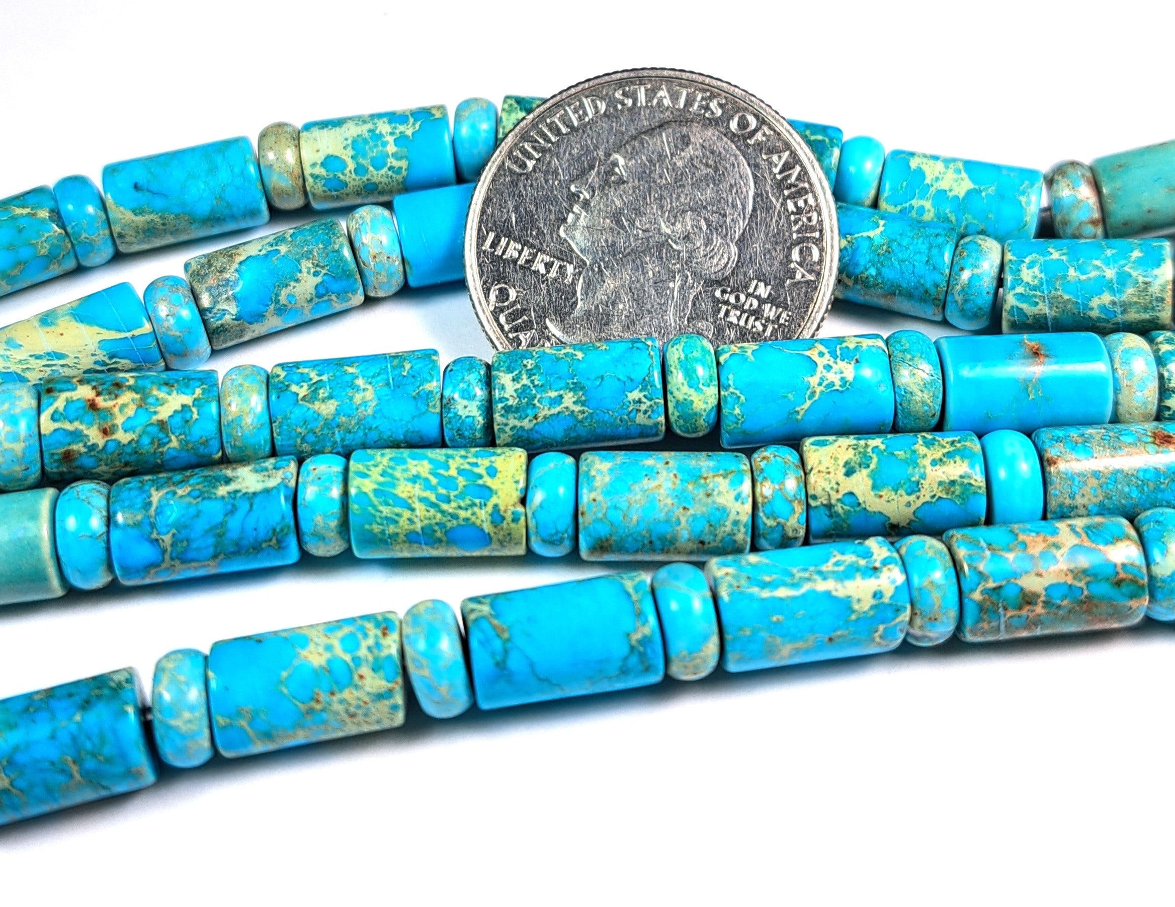 10x6mm Aqua Terra Jasper 6x3mm Rondelle Gemstone Beads 8-Inch Strand