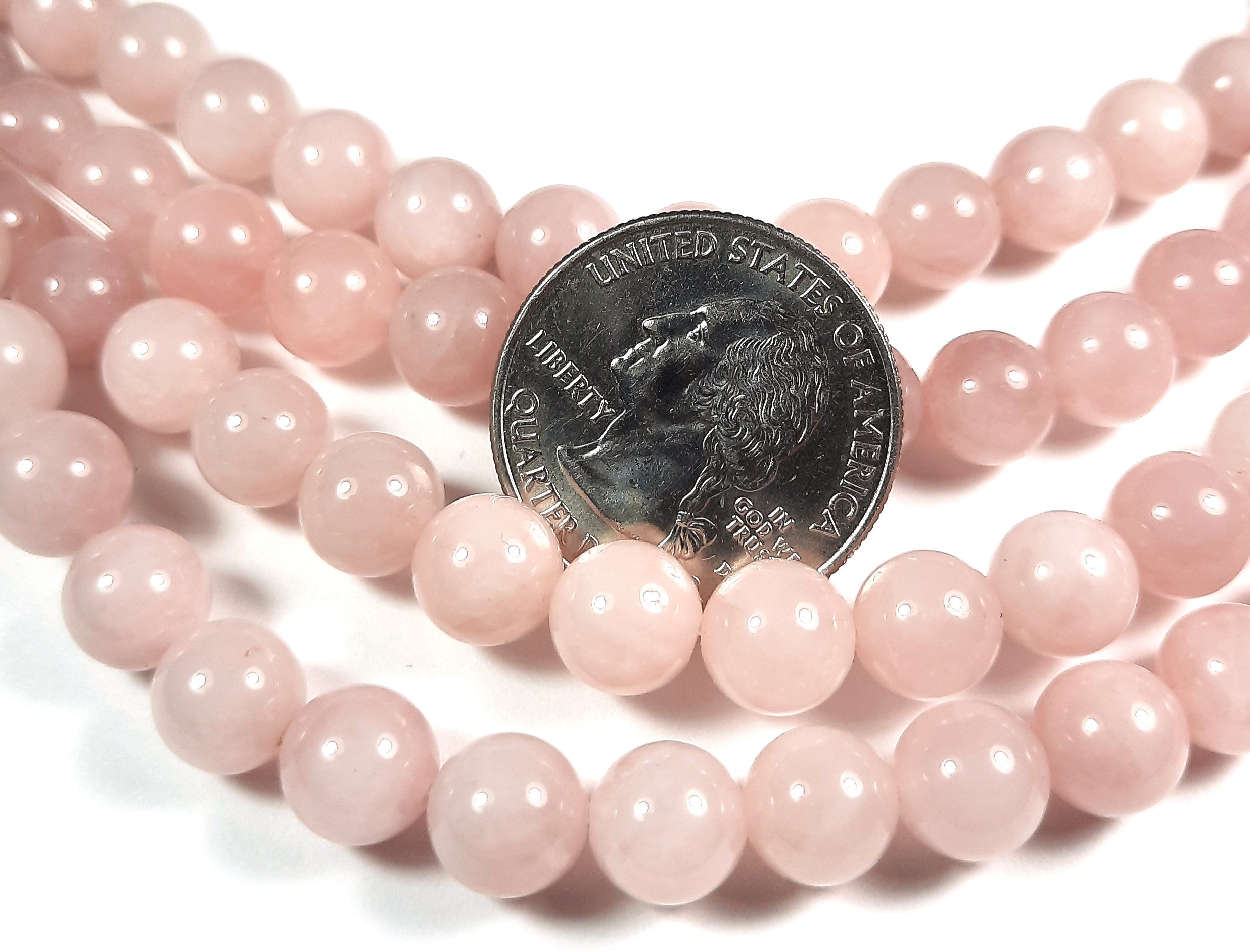 8mm Madagascar Rose Quartz Round Gemstone Beads 8-Inch Strand