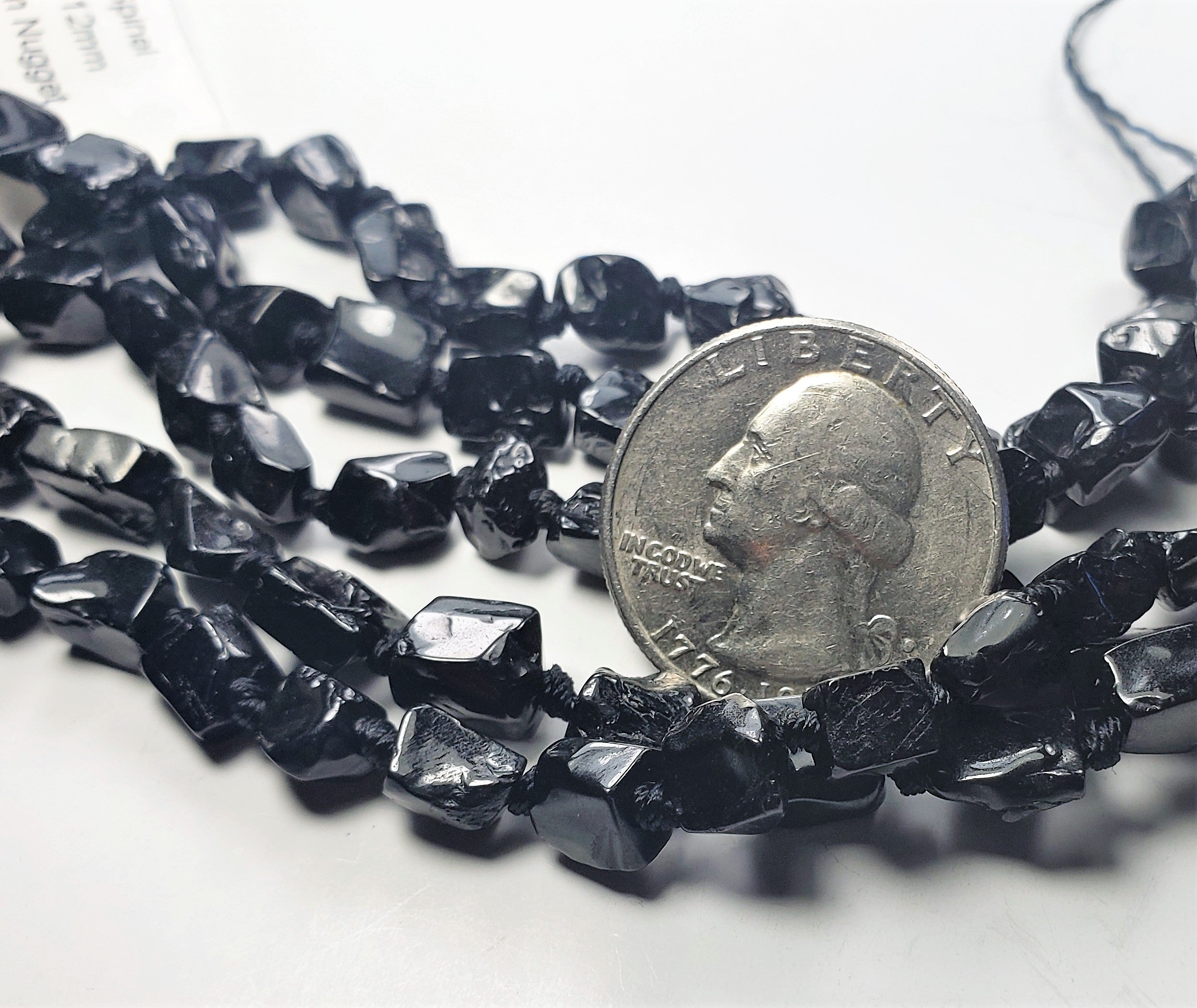 8-12mm Black Spinel Freeform Chip Gemstone Beads 8-inch Strand