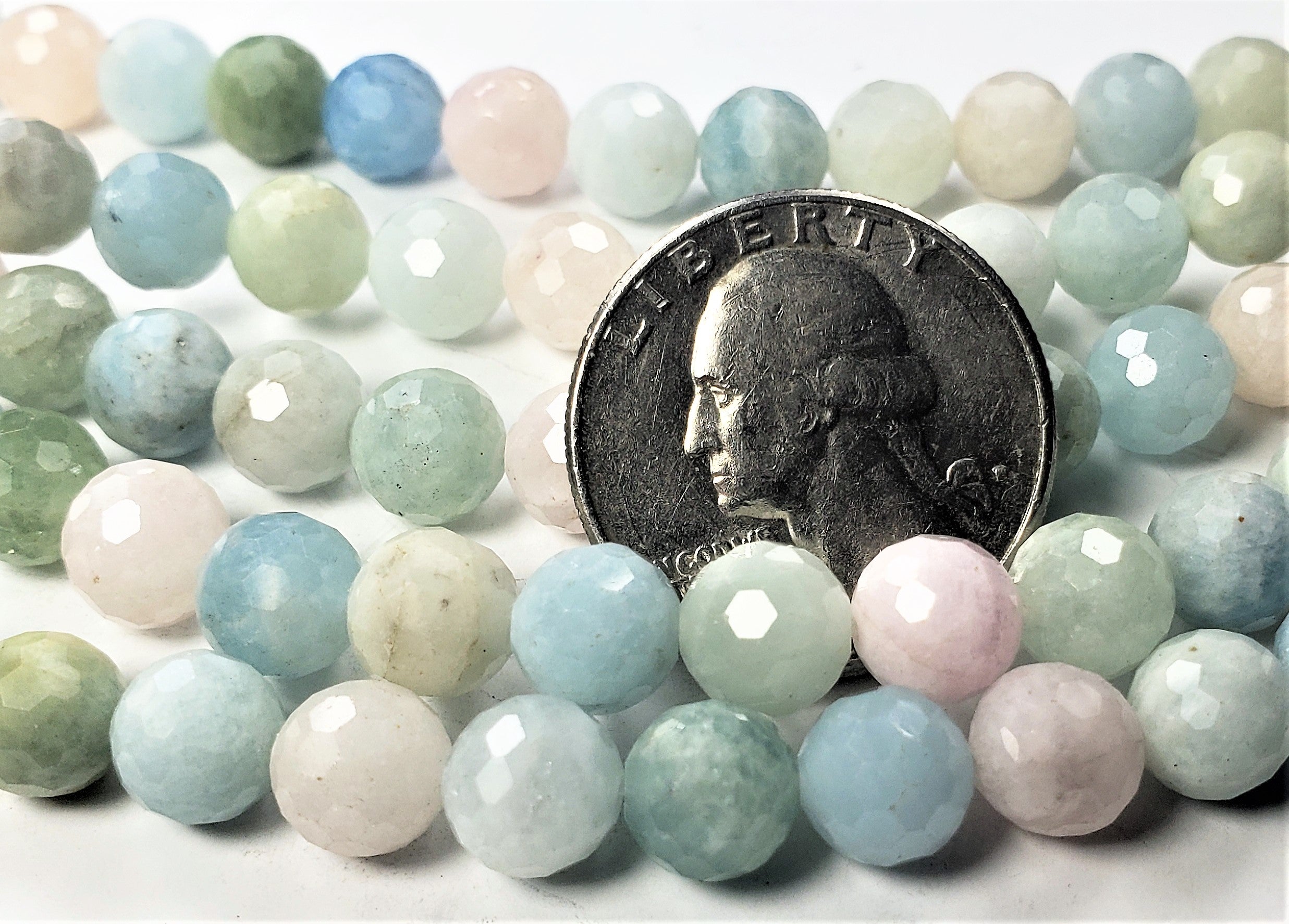 8mm Morganite Faceted Round Gemstone Beads 8-inch Strand