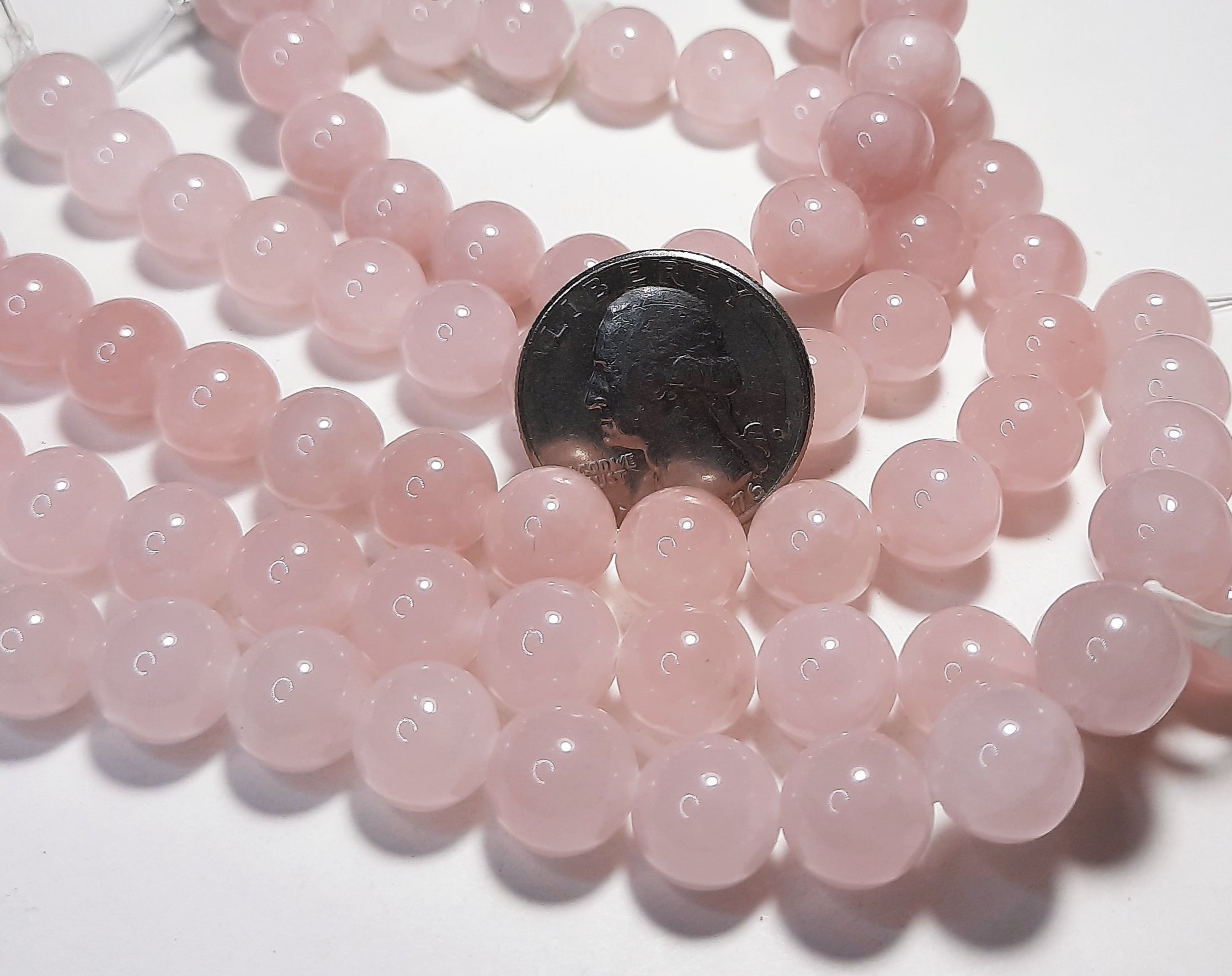 10mm Madagascar Rose Quartz Round Gemstone Beads 8-Inch Strand