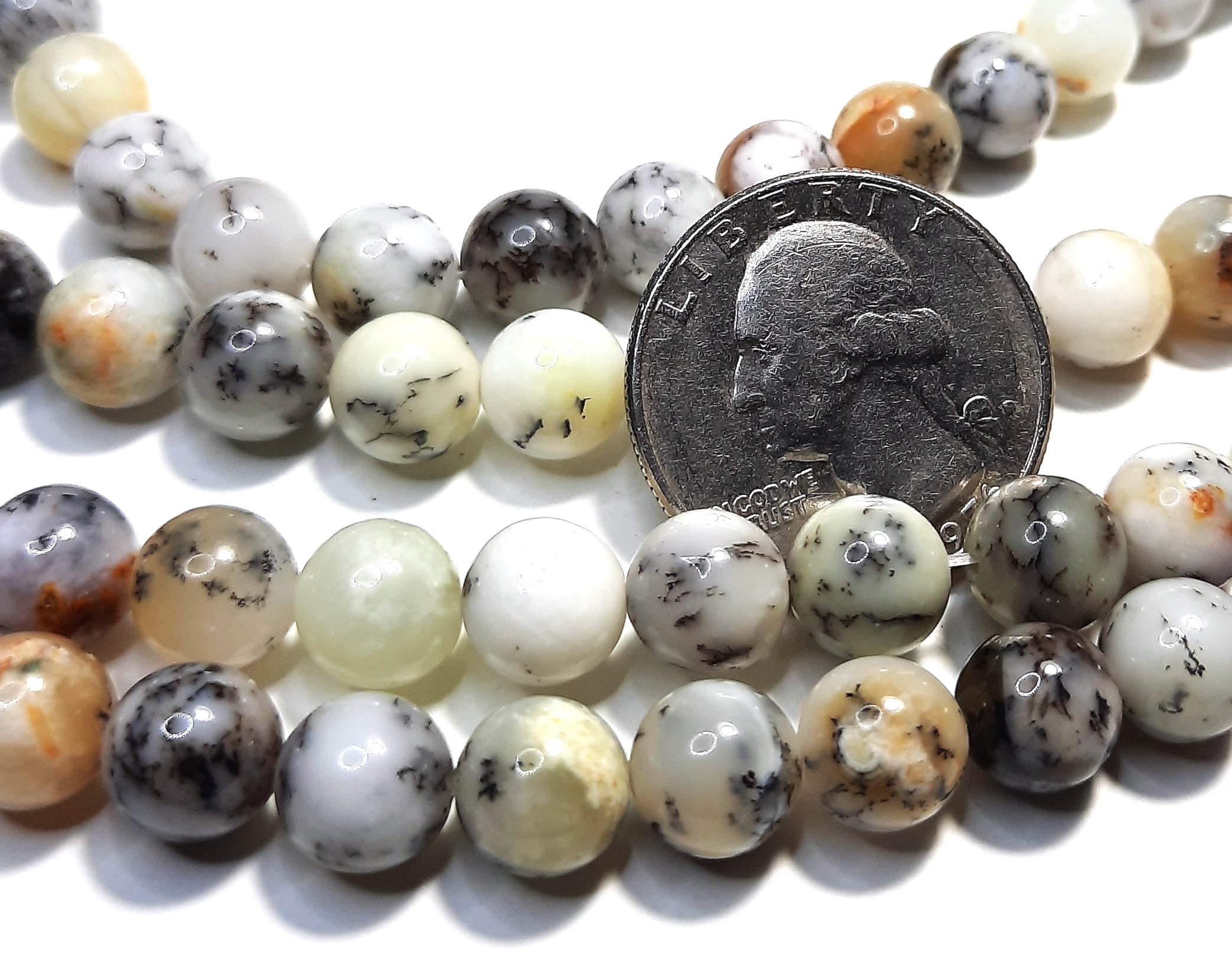 8mm Black Opal Round Gemstone Beads 8-Inch Strand