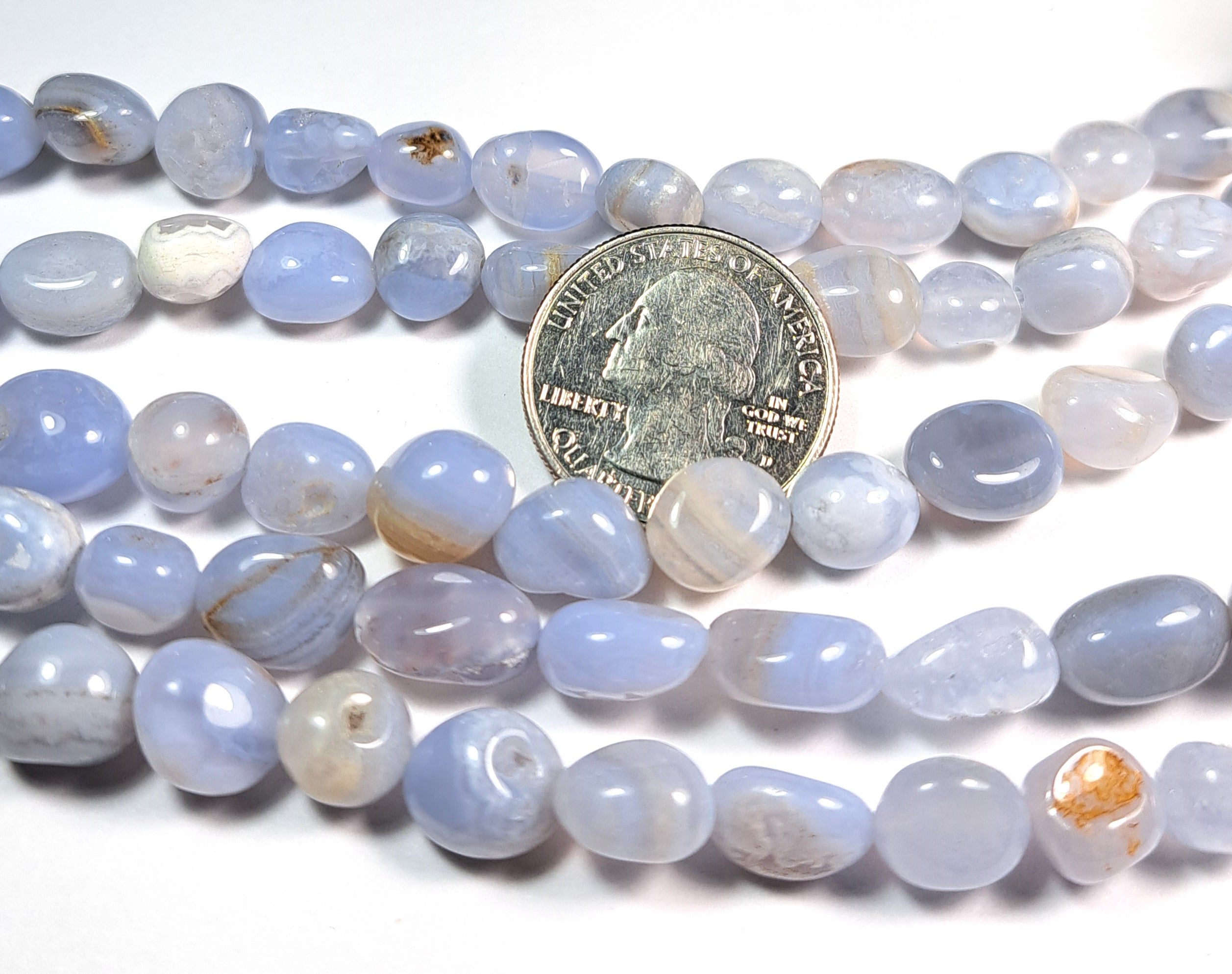 12x8mm Blue Lace Agate Nugget Gemstone Beads 8-Inch Strand