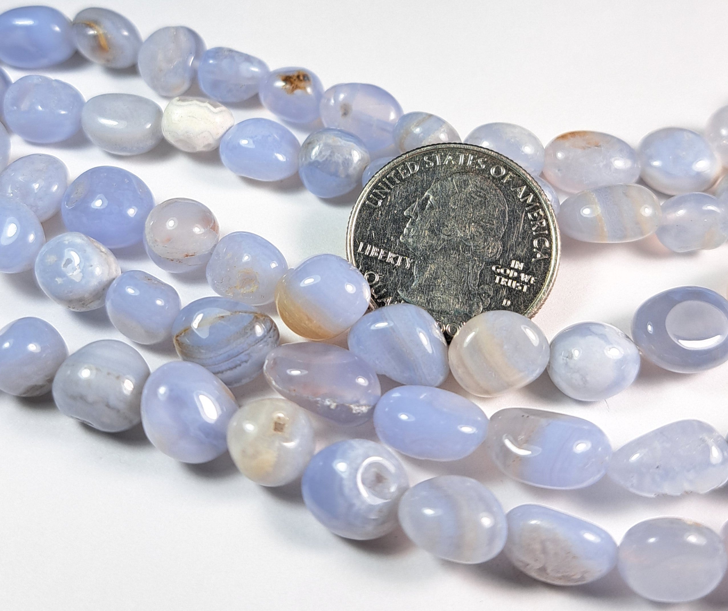 12x8mm Blue Lace Agate Nugget Gemstone Beads 8-Inch Strand