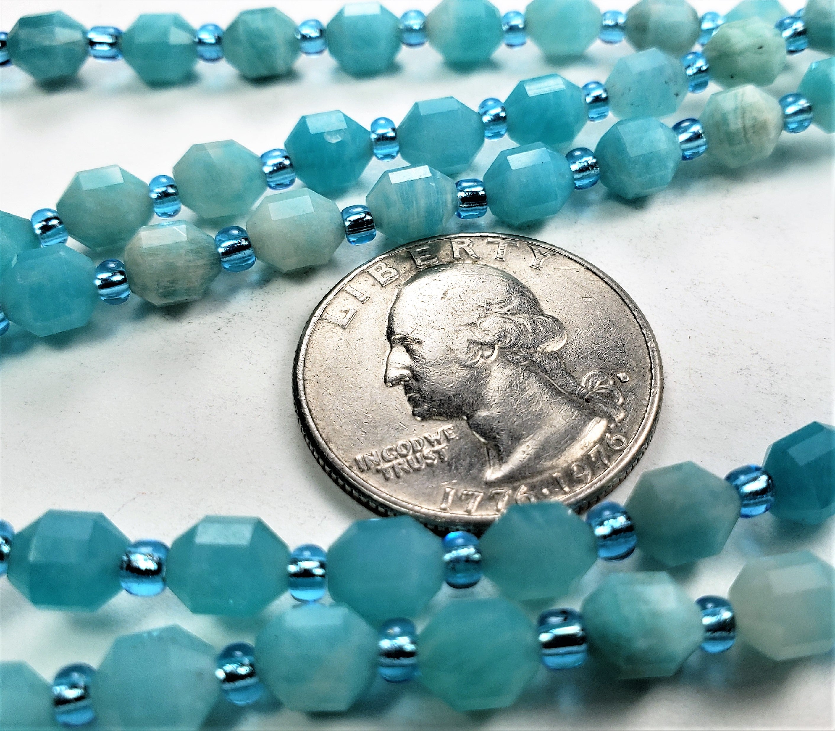 6mm Green Amazonite Faceted Lantern Gemstone Beads 8-Inch Strand