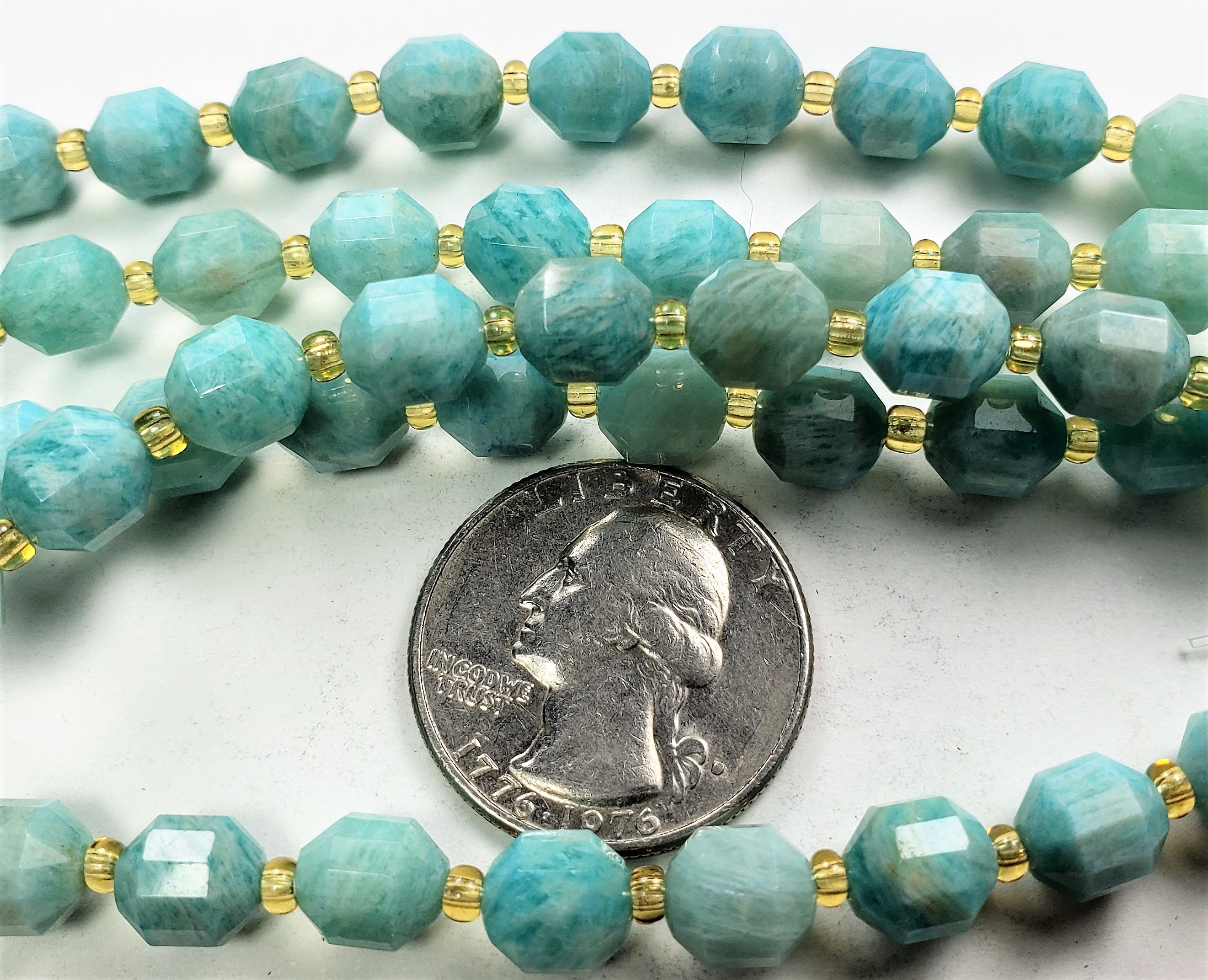 8mm Amazonite Faceted Satellite Gemstone Beads 8-Inch Strand