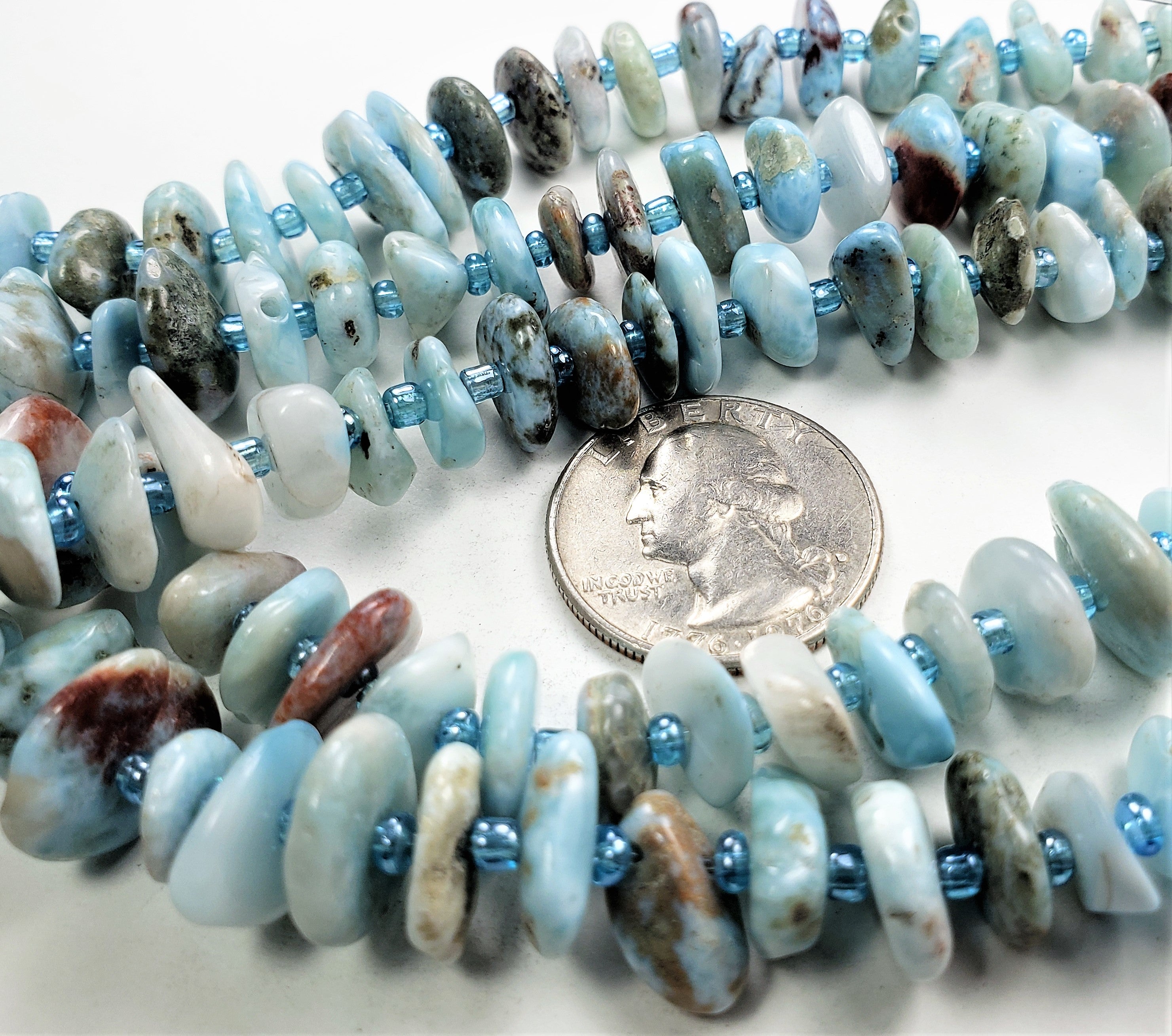 13x9mm Larimar Blue Chips Gemstone Beads 8-Inch Strand