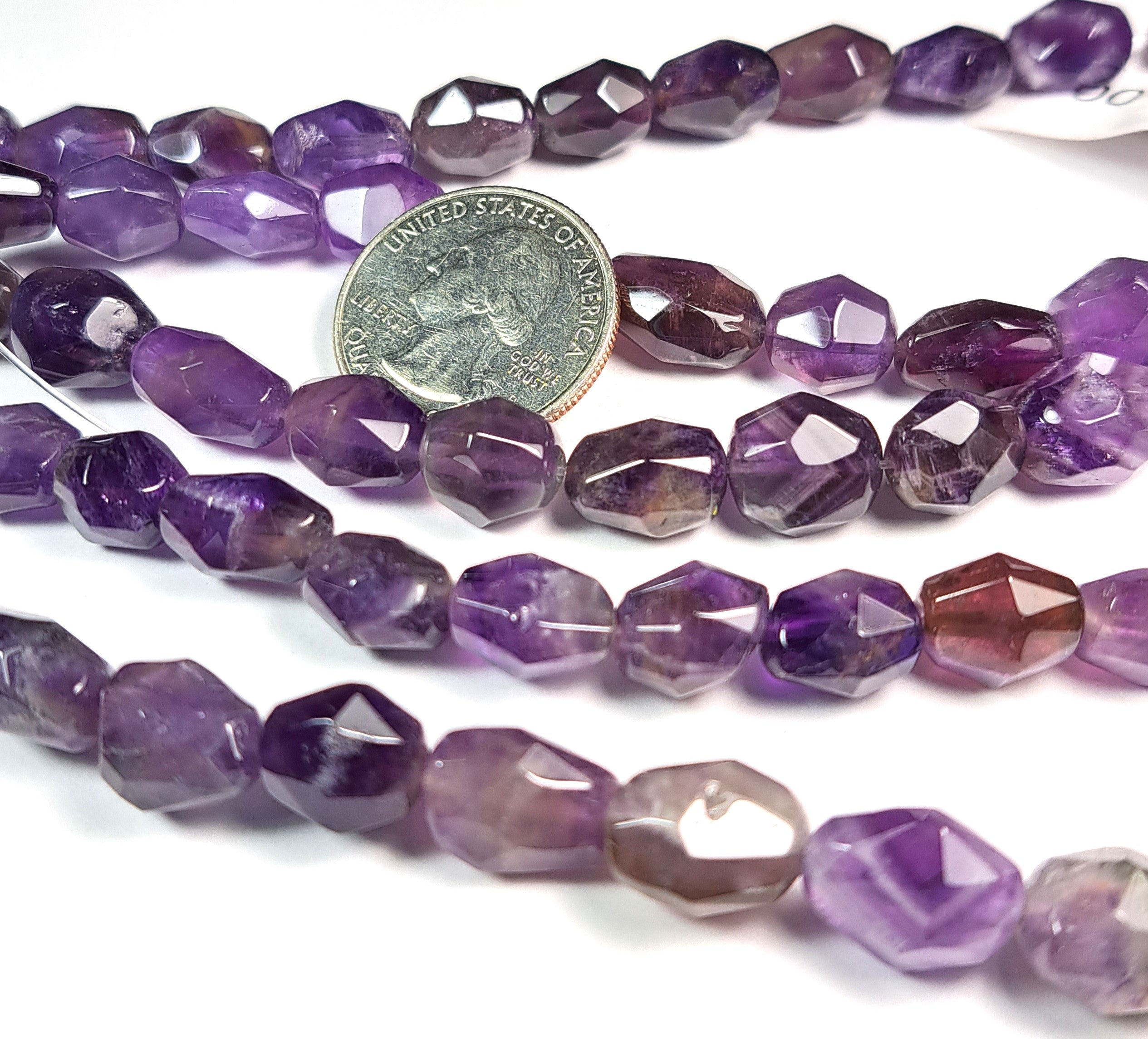 10-14mm Amethyst Faceted Nugget Gemstone Beads 8-Inch Strand