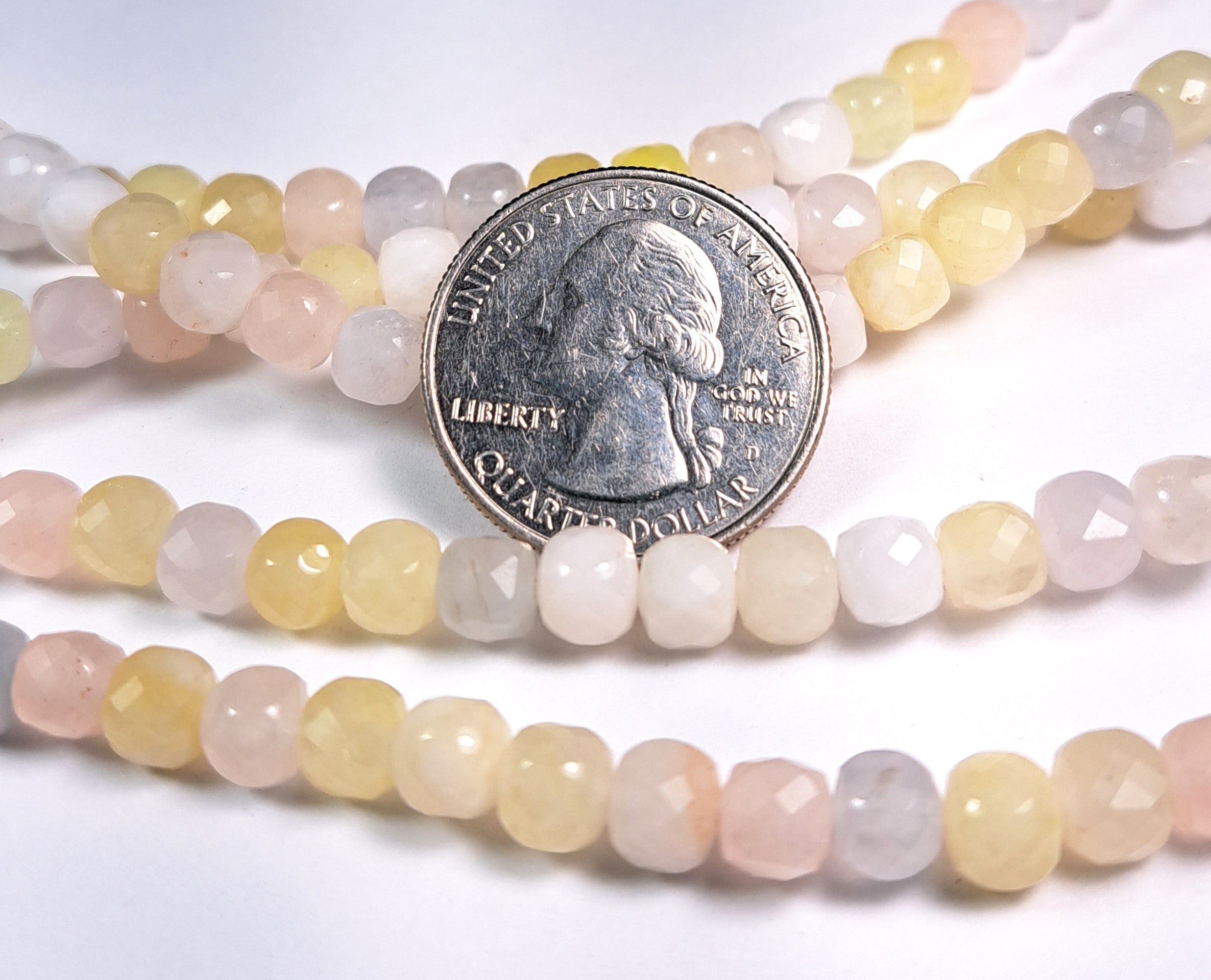 6mm Morganite Faceted Cube Gemstone Beads 8-Inch Strand