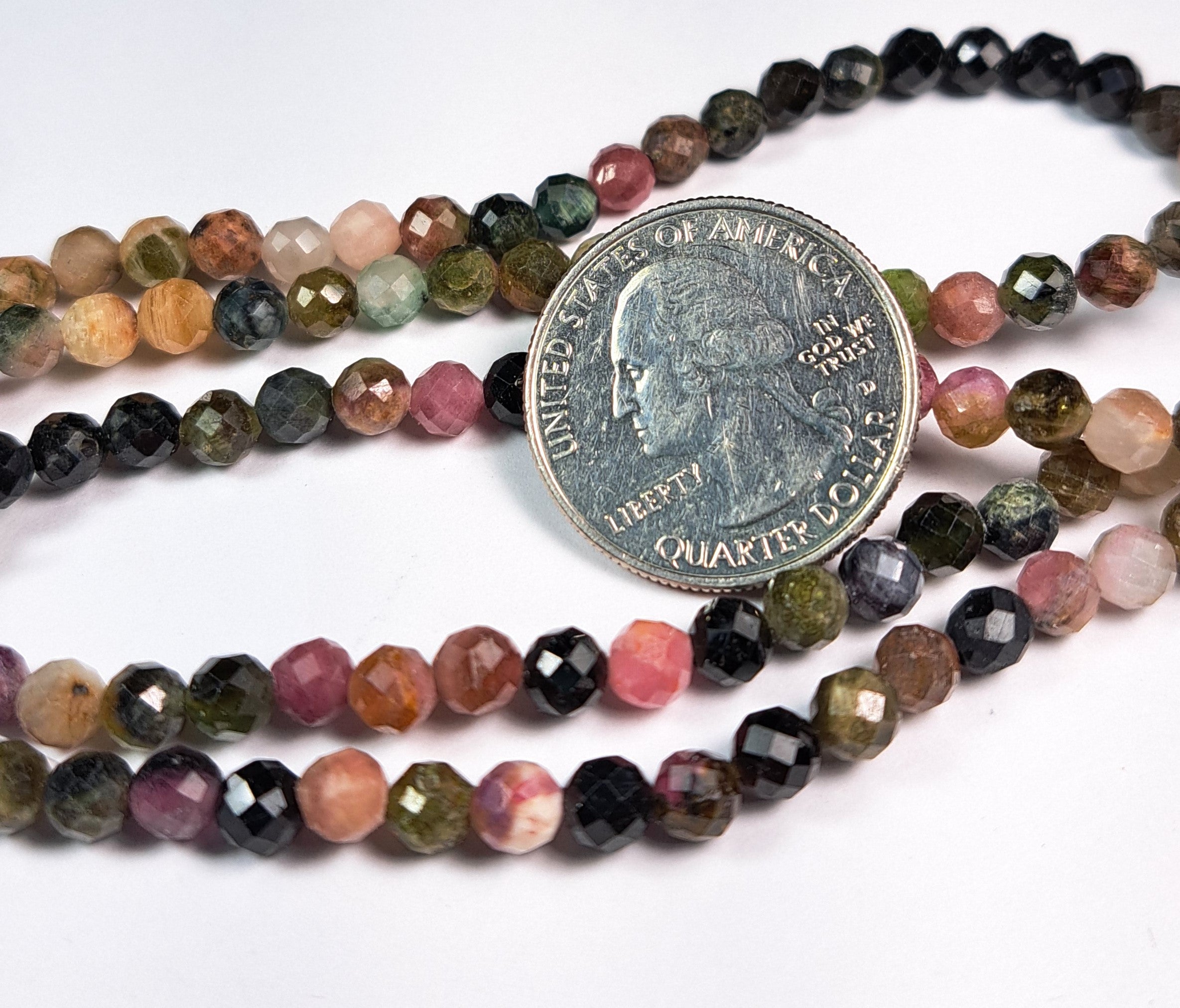 5mm Tourmaline Faceted Round Gemstone Beads 8-Inch Strand