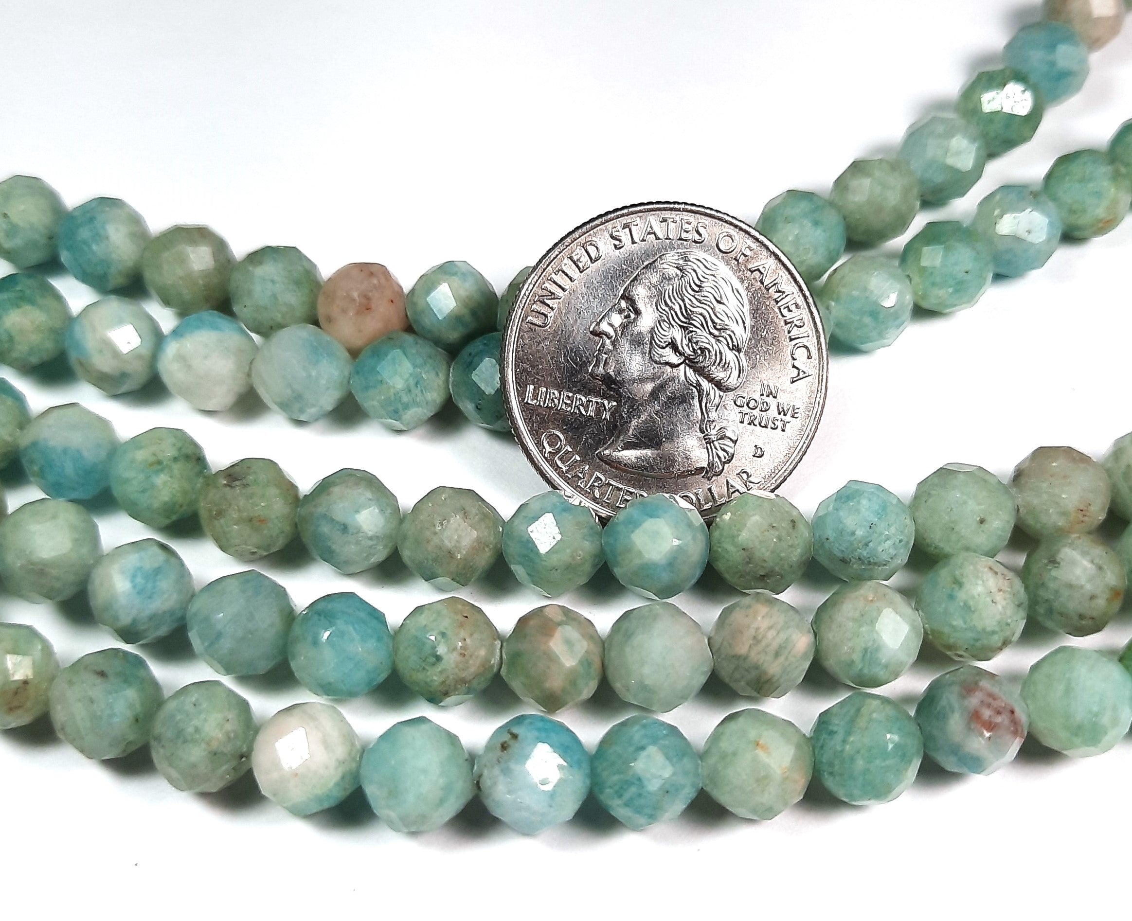 8mm Amazonite Faceted Round Gemstone Beads 8-Inch Strand