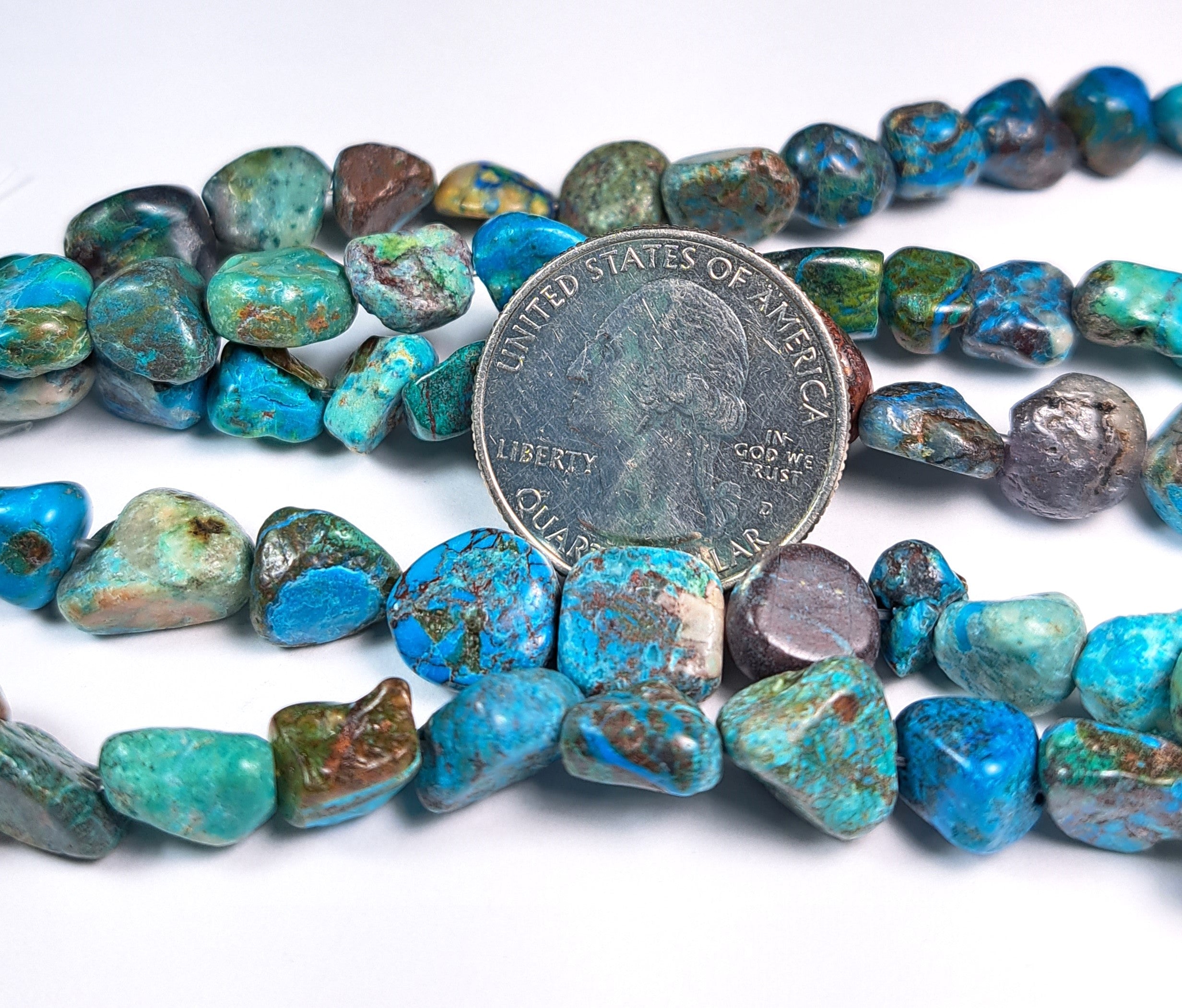 12x8mm Chrysocolla Pebble Nugget Gemstone Beads 8-Inch Strand