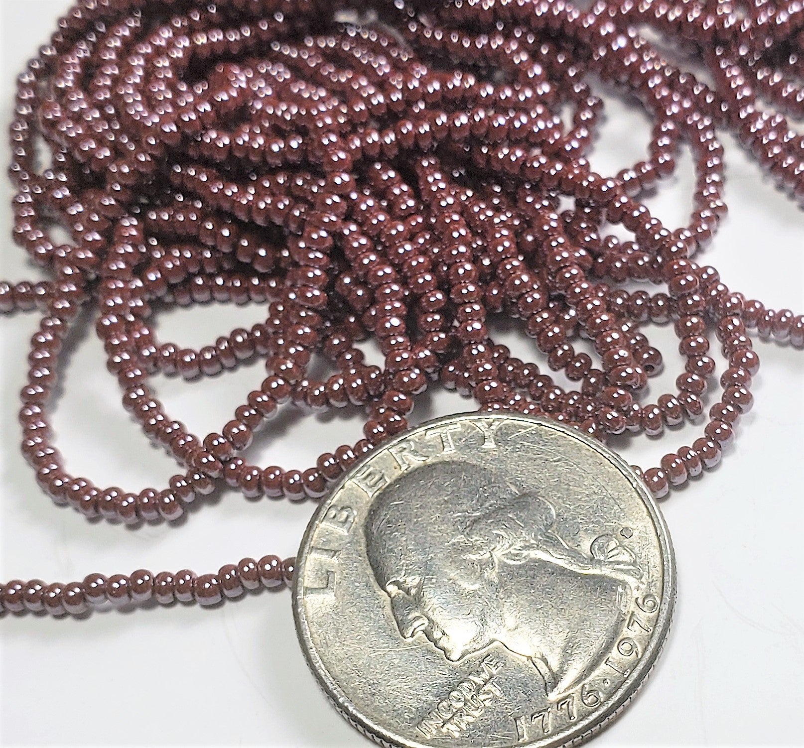 11/0 Brown Opaque Luster Czech Seed Beads Full Hank
