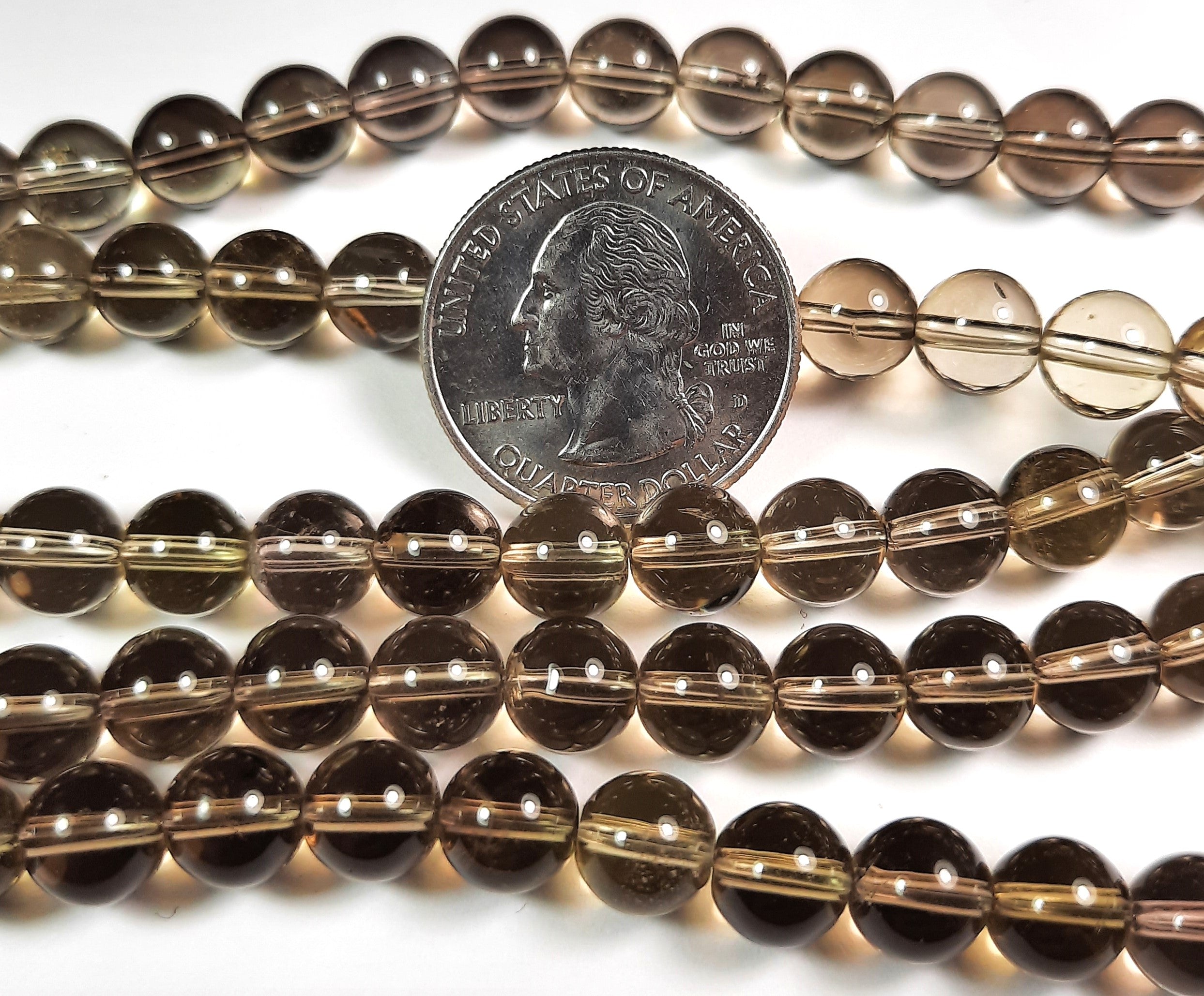 8mm Lemon Quartz Round Gemstone Beads 8-Inch Strand