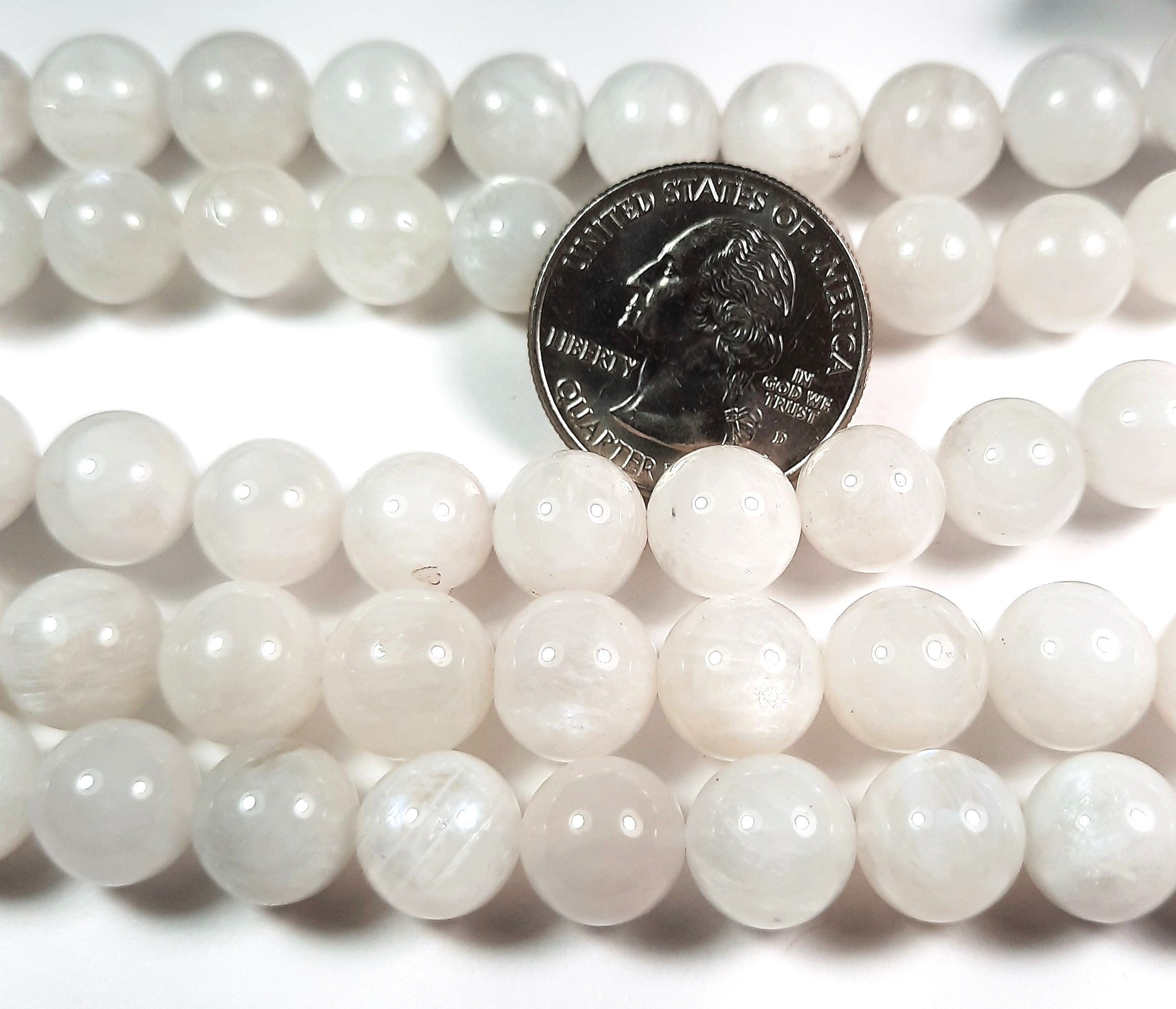 10mm Moonstone Round Gemstone Beads 8-Inch Strand