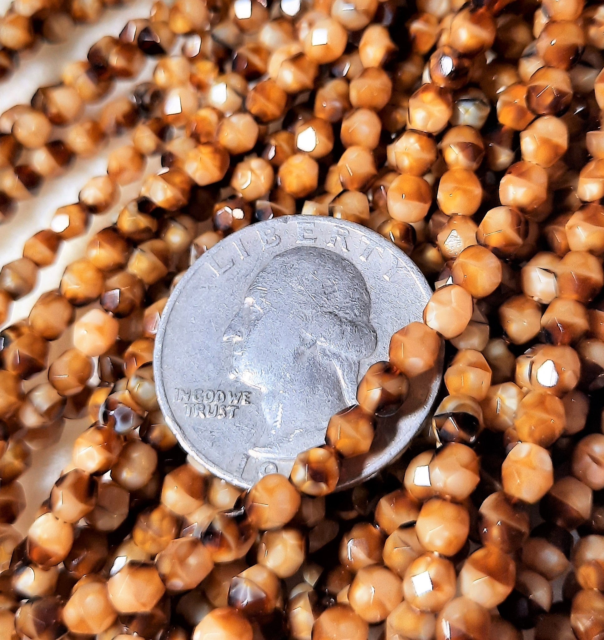 Round Faceted (4mm) Brown Tiger's Eye 50ct